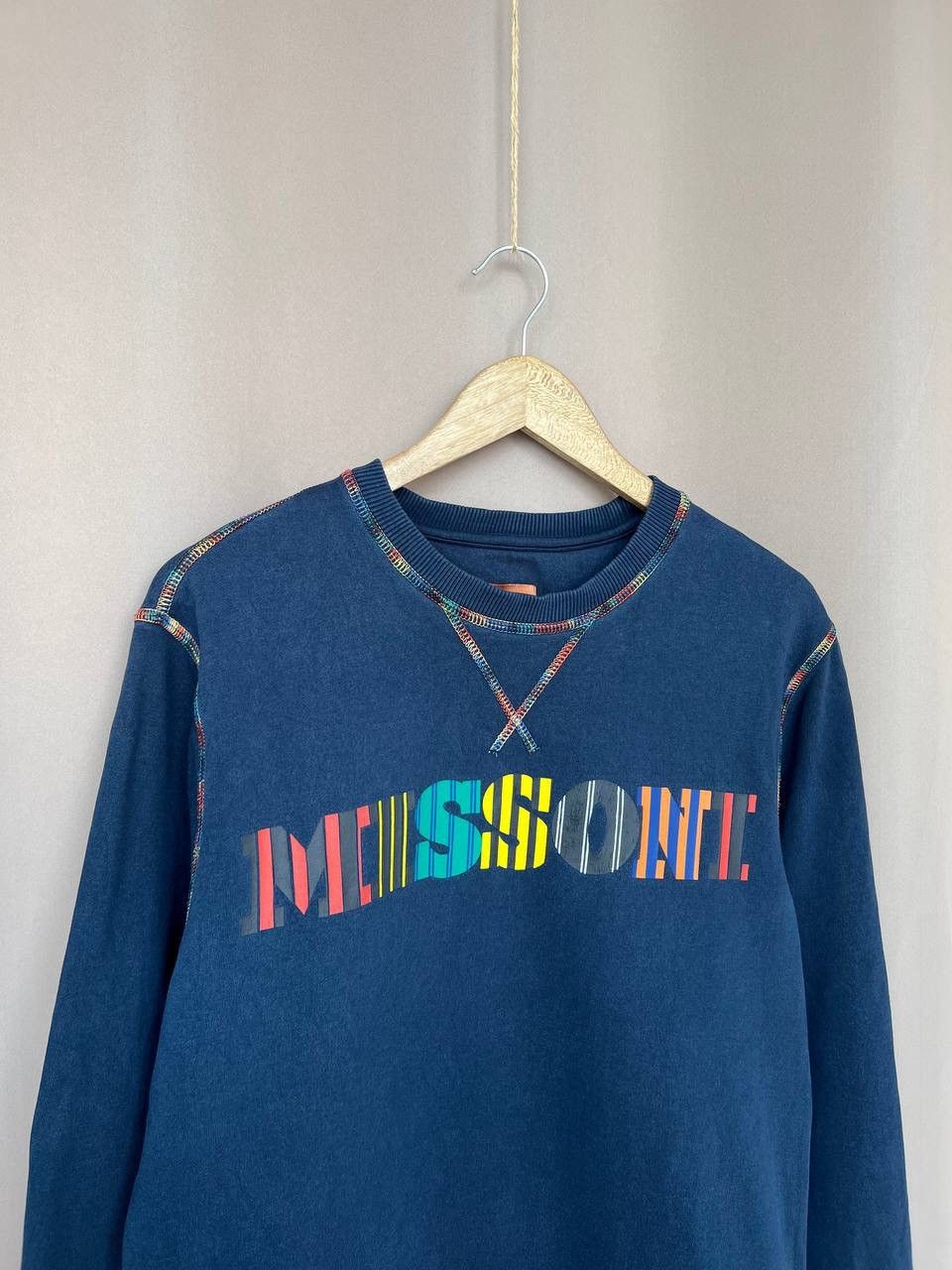 Missoni Missoni Big Logo Sweatshirt Mens Size M Navy Pullover Size US M / EU 48-50 / 2 - 3 Thumbnail
