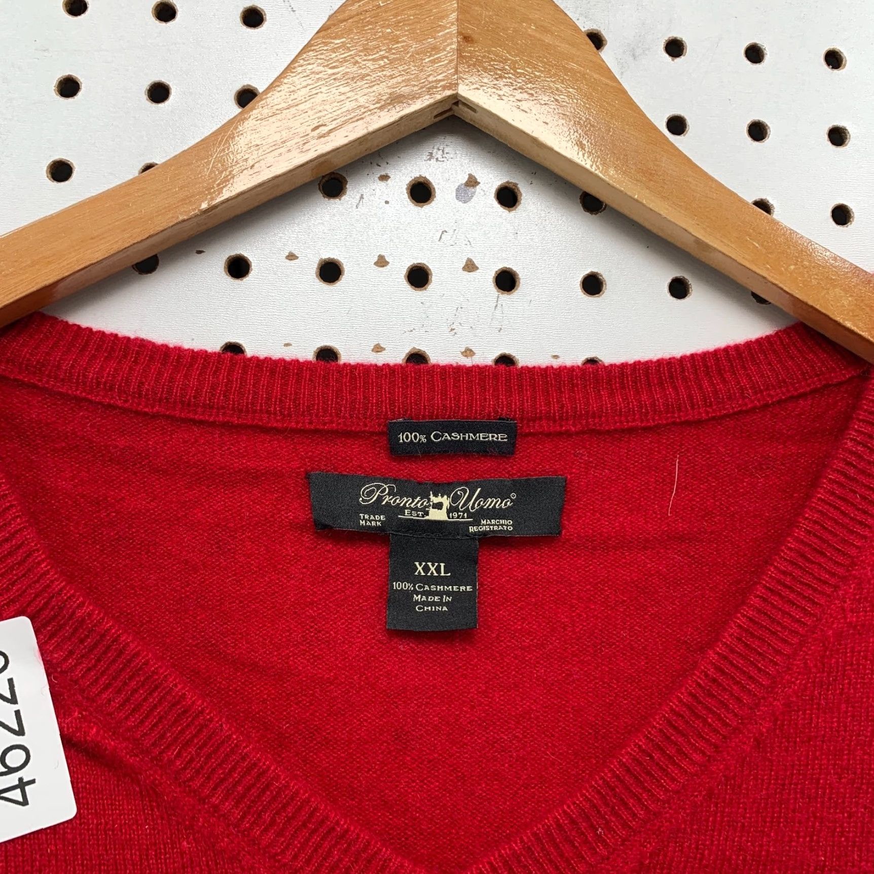 Pronto Uomo Pronto Uomo 100% Cashmere Sweater Mens 2XL Red V-Neck Lightweight Preppy Pullover Knit Shirt Mens Size US XXL / EU 58 / 5 - 3 Thumbnail