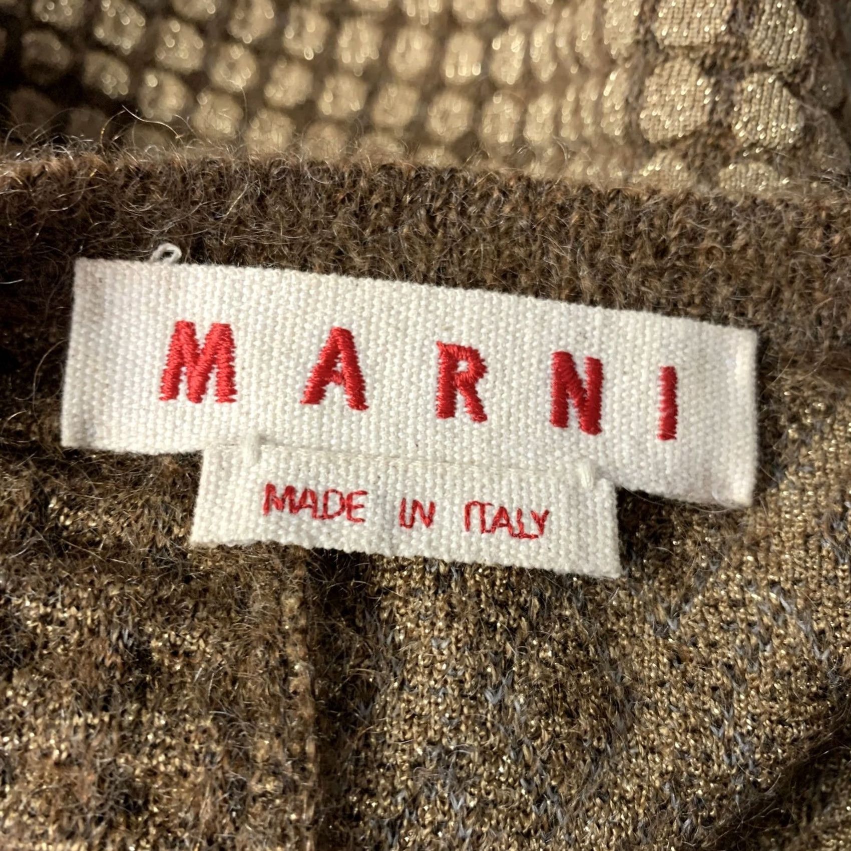 Marni MARNI Cardigan Womens 4 Gold Size Brown Mohair Blend Geometric Size S / US 4 / IT 40 - 5 Thumbnail