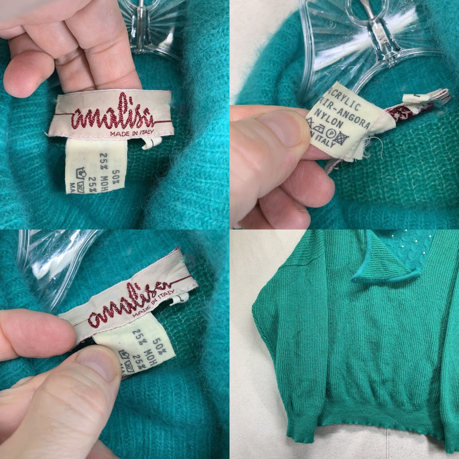 Vintage VINTAGE Analisa Mohair Blend Sweater Large Green Cowl Neck Pullover 70s Womens Size L / US 10 / IT 46 - 8 Thumbnail