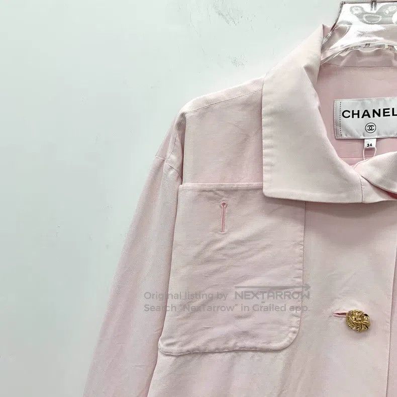 Chanel Light pink cotton lapel single-breasted long-sleeve