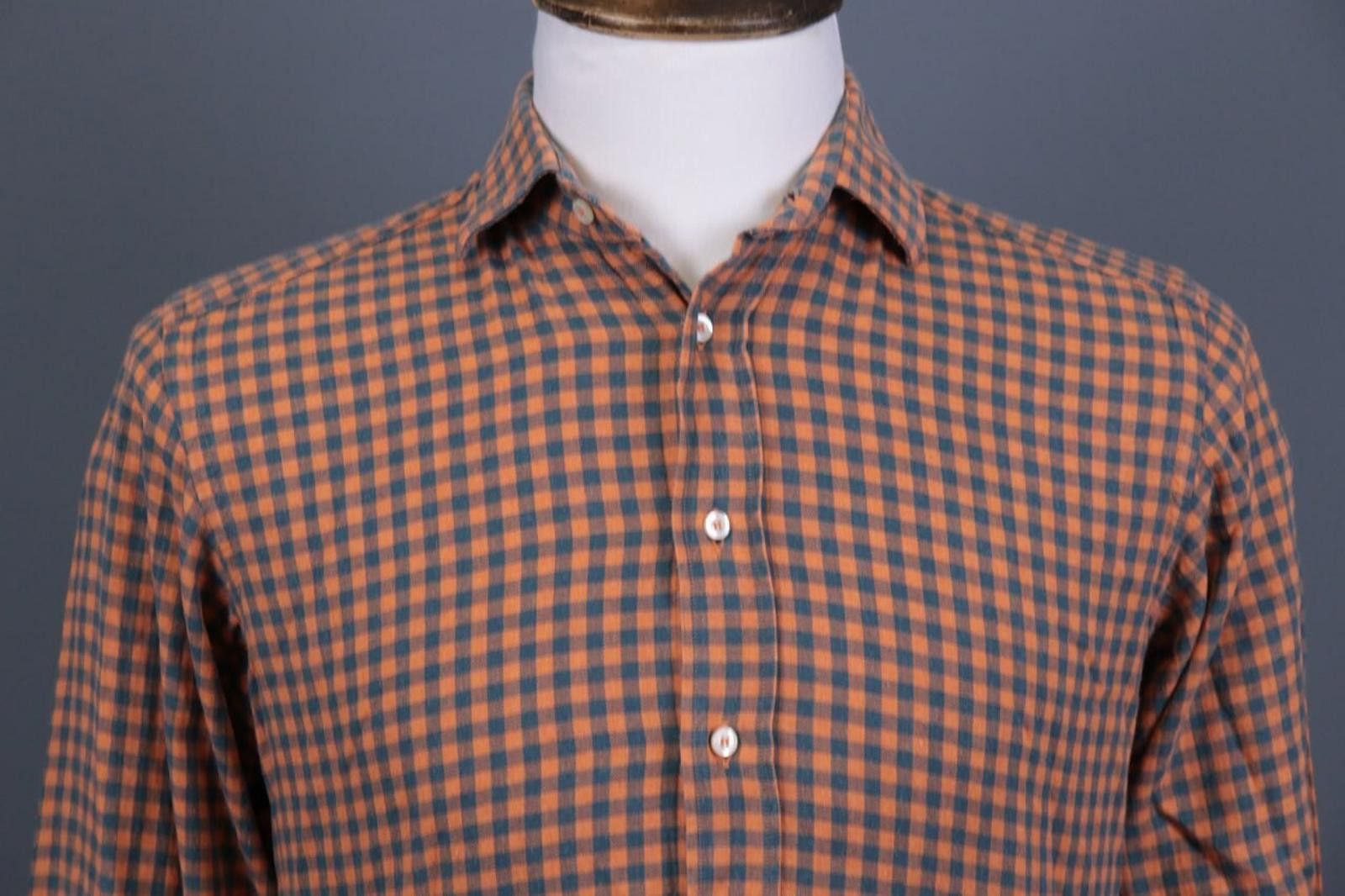 Etro Etro Milano Brown Check Button Down Shirt Size 39 Size US M / EU 48-50 / 2 - 2 Thumbnail
