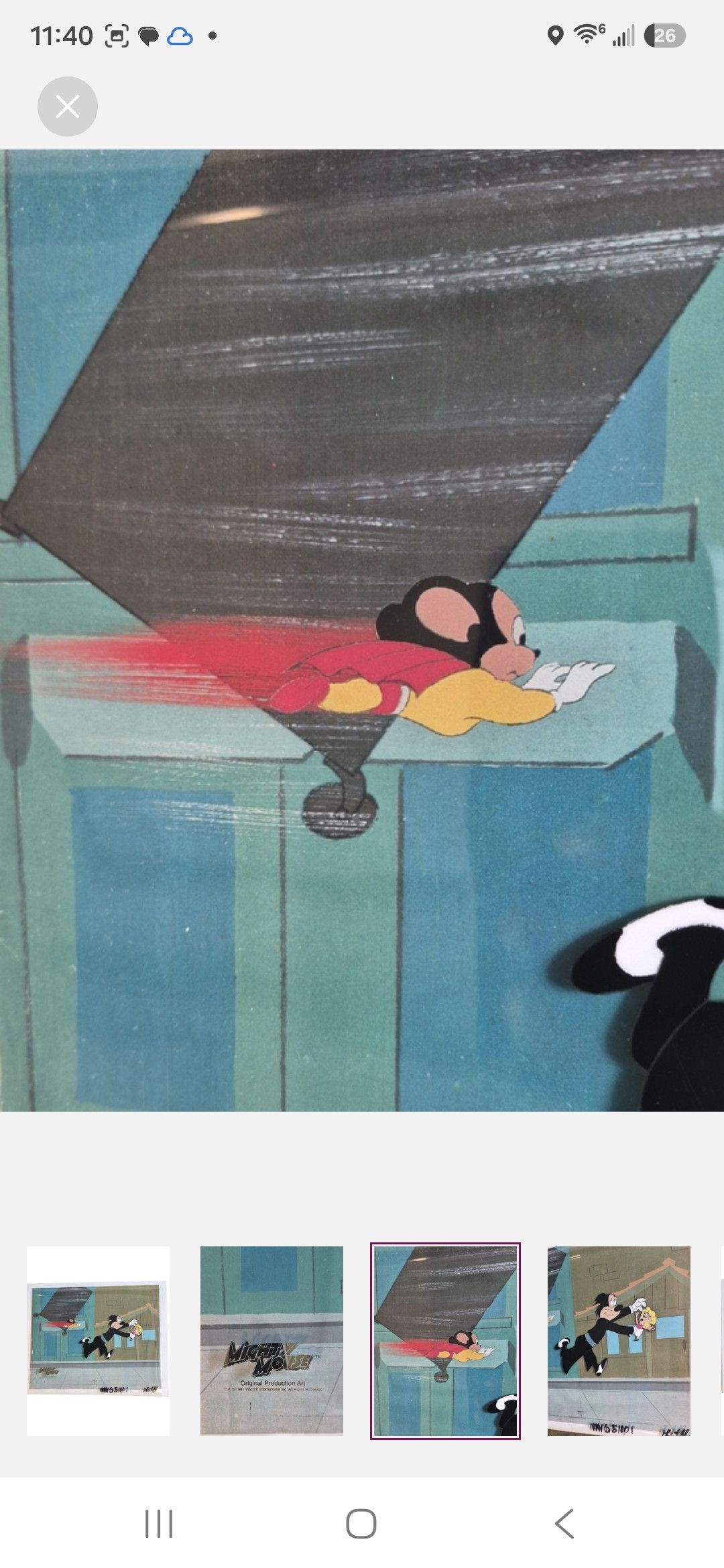 Other Vintage 1981 Mighty Mouse Production Cel Filmation Size ONE SIZE - 3 Thumbnail