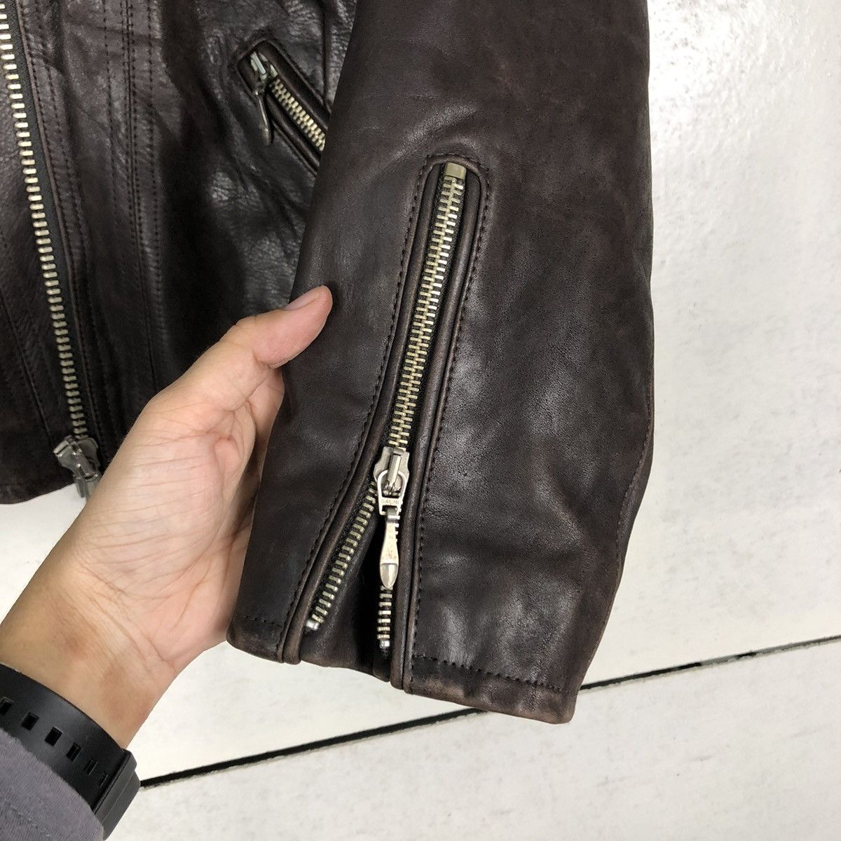 Japanese Brand VINTAGE CROPPED BIKER LEATHER JACKET CHEVIGNON ISSEY MIYAKE Size M / US 6-8 / IT 42-44 - 15 Thumbnail