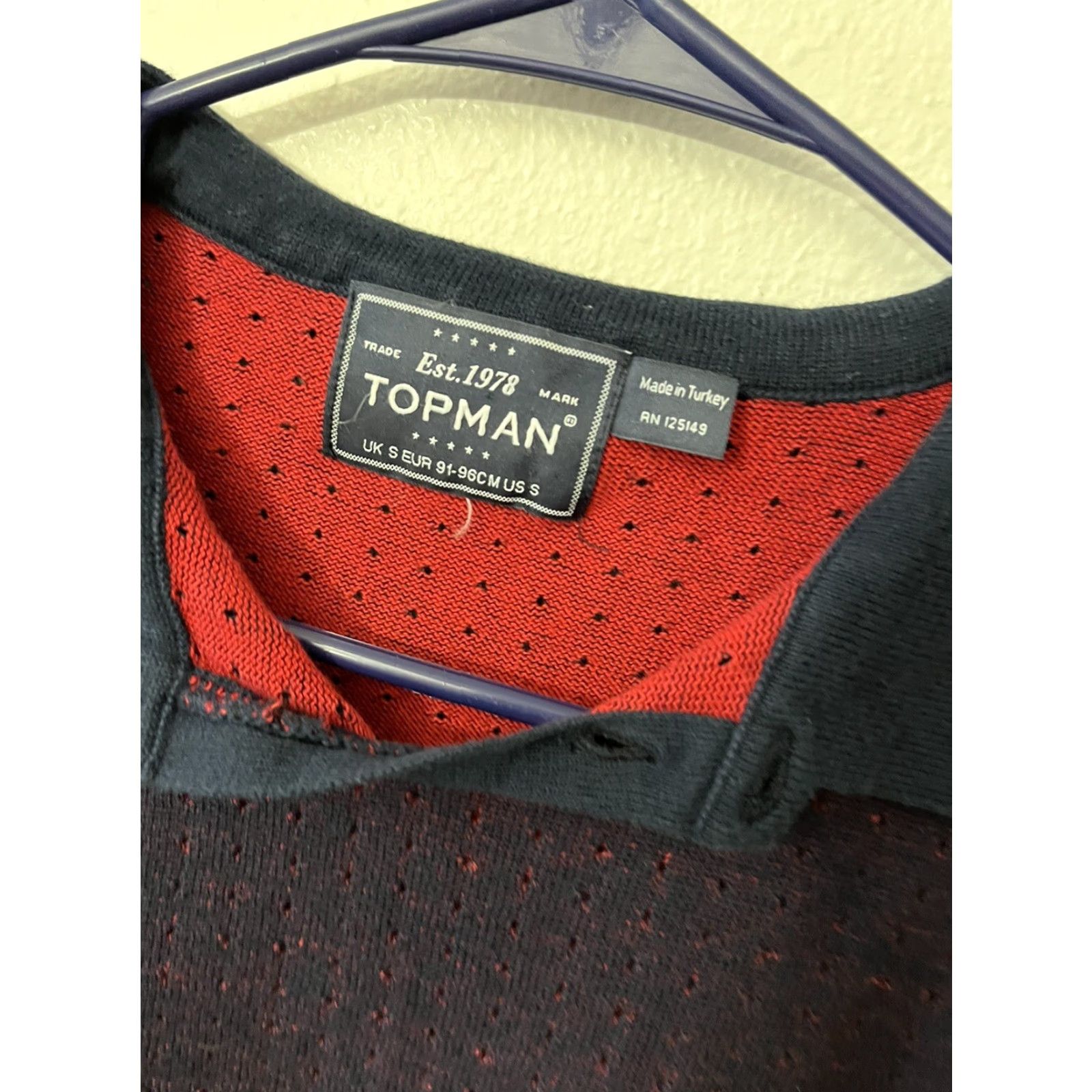Topman VINTAGE Topman Polo Shirt Short Sleeve Blue Red Collared Cotton S Mens Small Blue Polo Golf Shirt Size US S / EU 44-46 / 1 - 3 Thumbnail