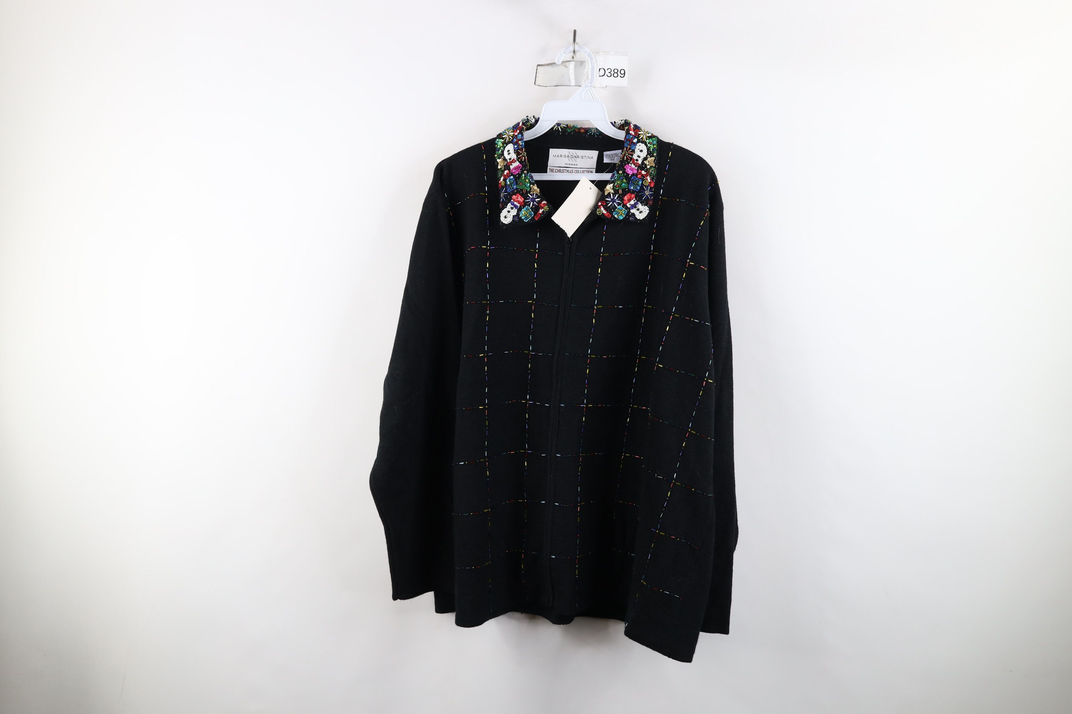 Vintage Deadstock Vintage Y2K 2003 Beaded Zip Cardigan Sweater Size 3XL / US 20-22 - 1 Thumbnail