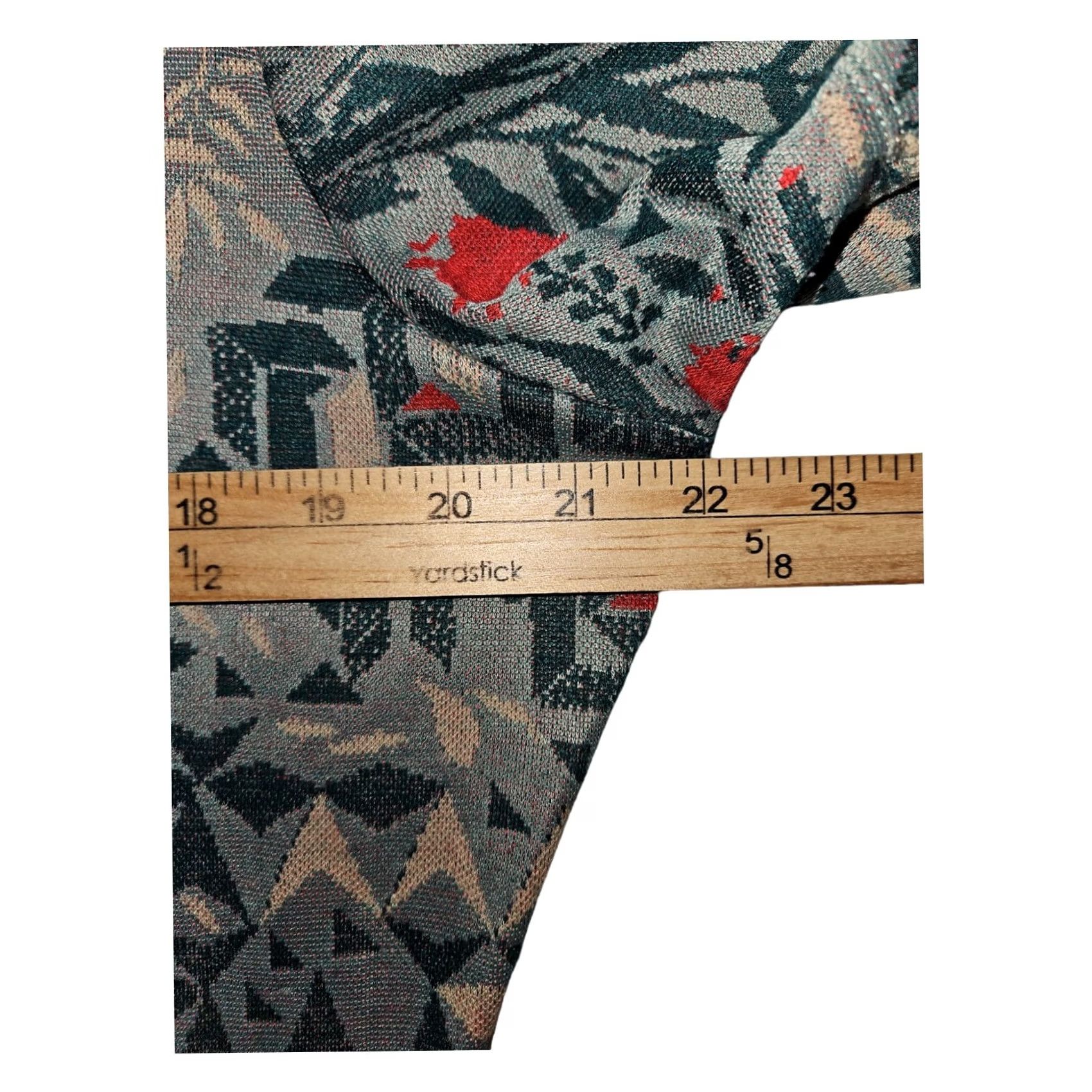 Vintage LuLaRoe Dress Women's 3XL Green Fit & Flare Geometric Knee Length Short Sleeve Zip Dress, Bohemian, Spring Summer, Plus Size Size XXL / US 16-18 / IT 52-54 - 3 Thumbnail