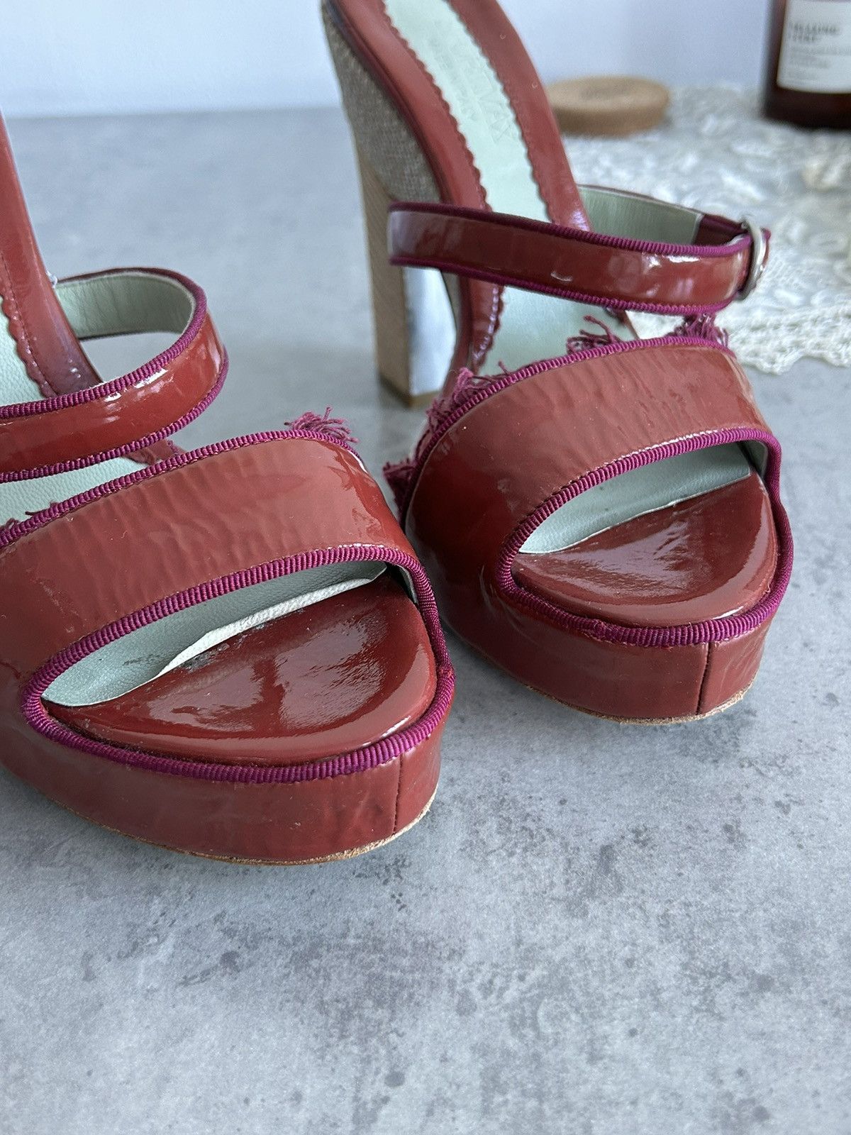 Max Mara × Sportmax SportMax Cherry Red Platform Max Mara Luxury Heels Designer Size US 7 / IT 37 - 5 Thumbnail