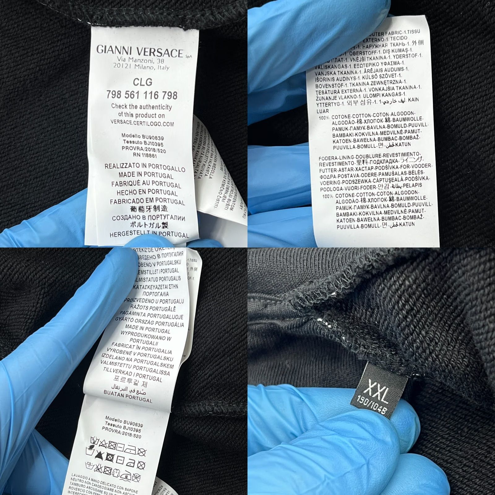 Versace Versace Versus Hoodie Sweatshirt 2XL Drawstrings AOP Spellout Black White Mens Pullover Hooded Pockets Cotton Canvas Long Sleeve Round Neck NY Style Size US XXL / EU 58 / 5 - 8 Thumbnail