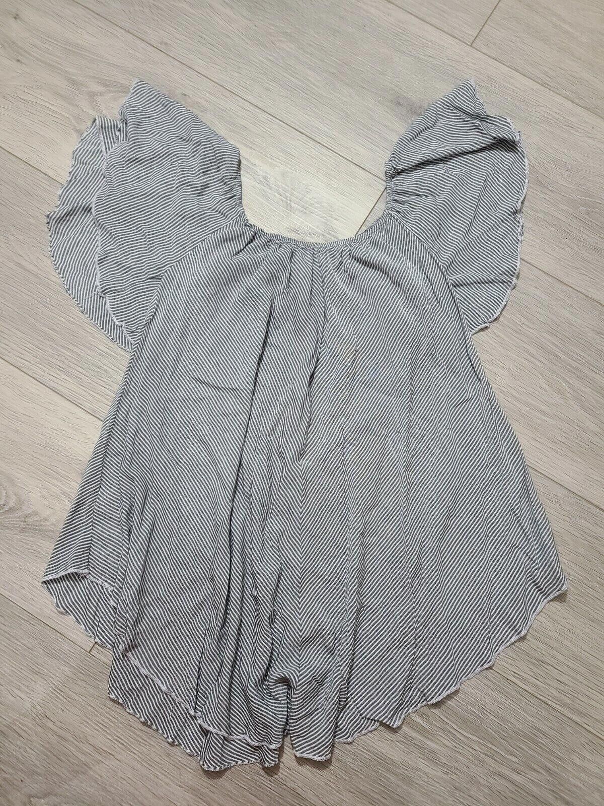 Designer Faithful And True Top Large Assymetrical Hem Striped Flutter Size L / US 10 / IT 46 - 4 Thumbnail
