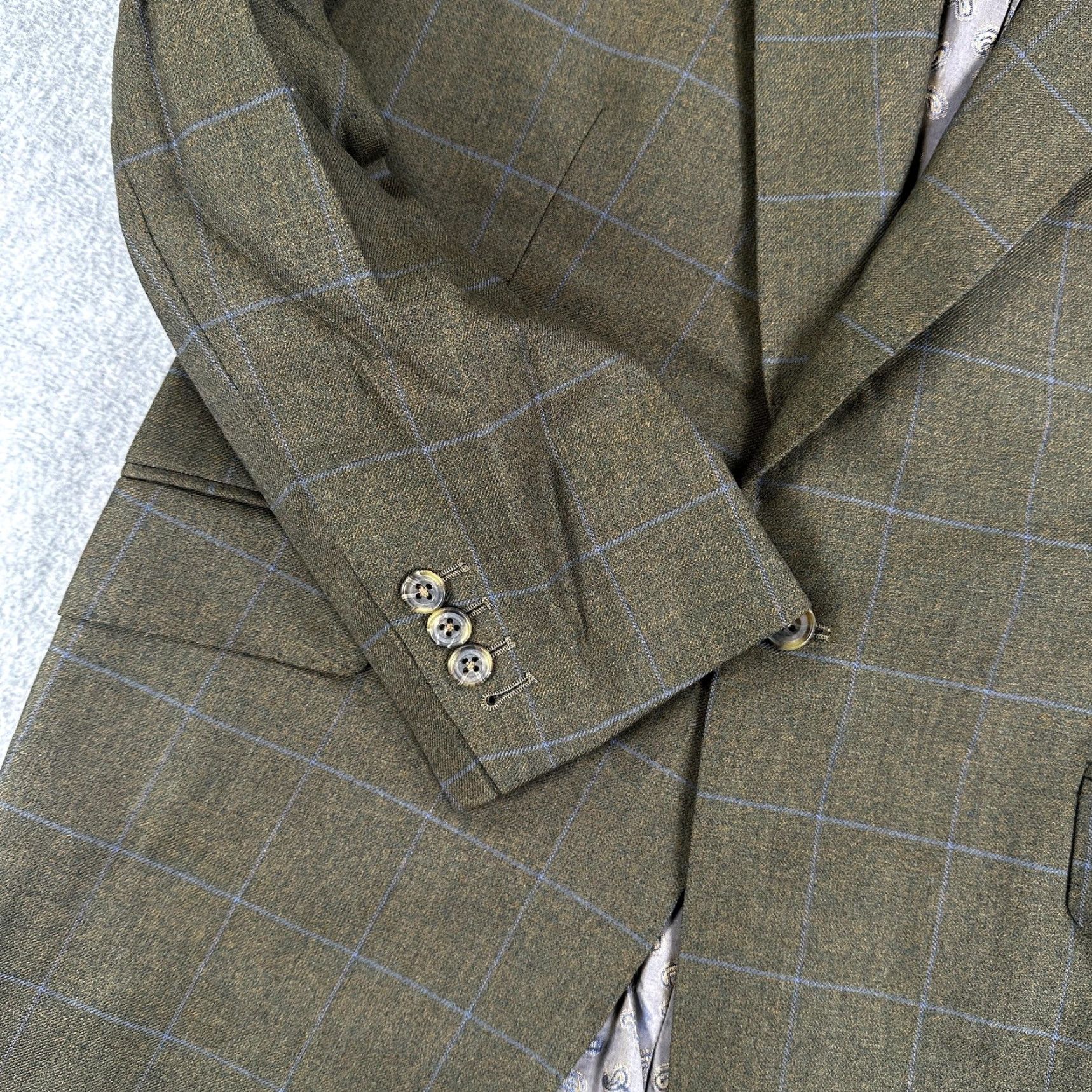 Vintage Cad & The Dandy Sport Coat Mens 40 Green Plaid Tweed Notch Lapel One-Button Front Jacket Coat Regular Tailored Size US XXS / EU 40 - 2 Thumbnail