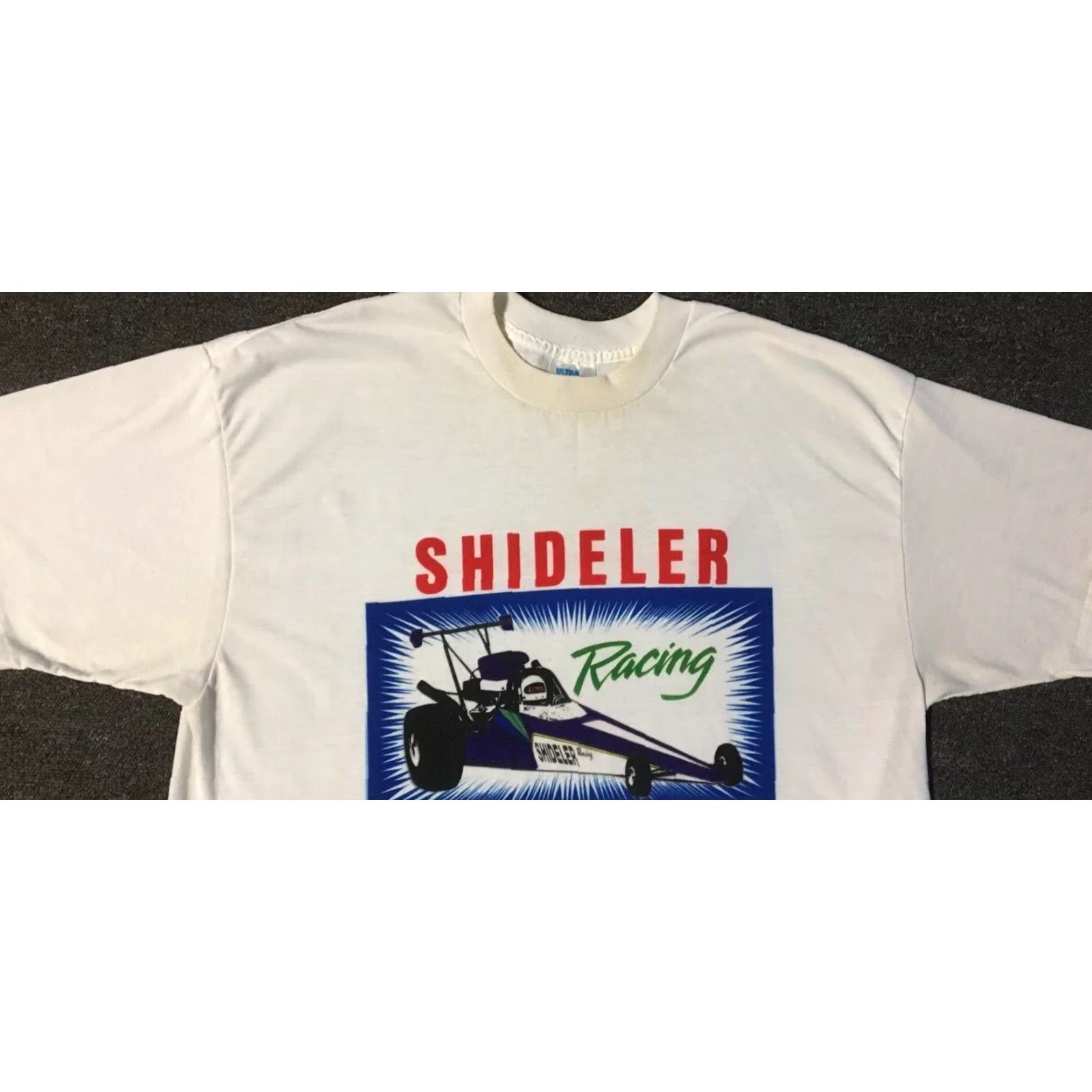NASCAR VINTAGE Shideler Racing Shirt 2XL White 80s 90s Grunge Albuquerque NASCAR Cars Mens Size US XXL / EU 58 / 5 - 7 Thumbnail