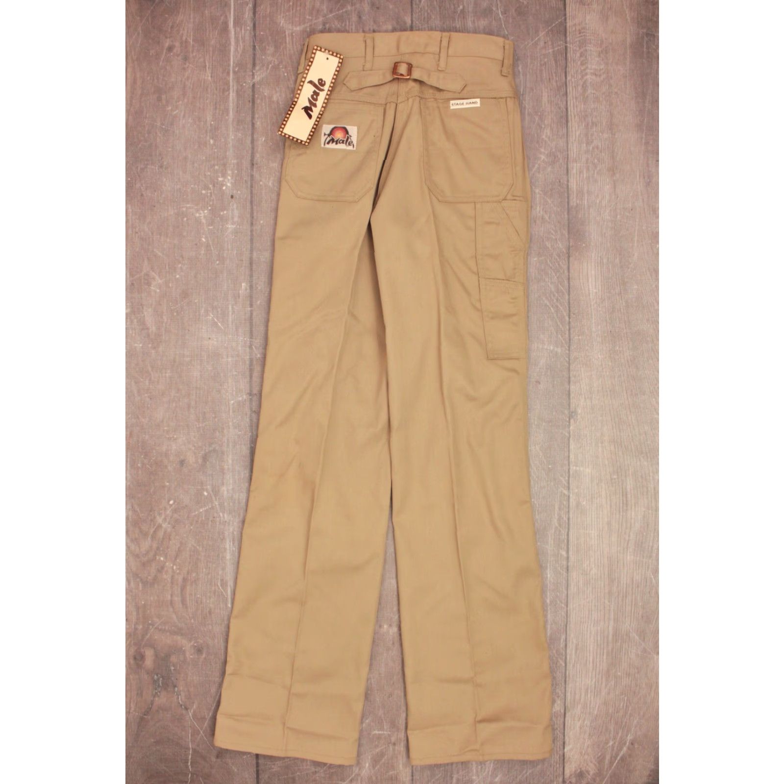 Vintage VINTAGE Men's VTG 1970s NOS Khaki Flared Pants 27x33.5 Sz 27 Inseam 33.5 Beige 70s Disco Mens Size US 27 - 3 Thumbnail