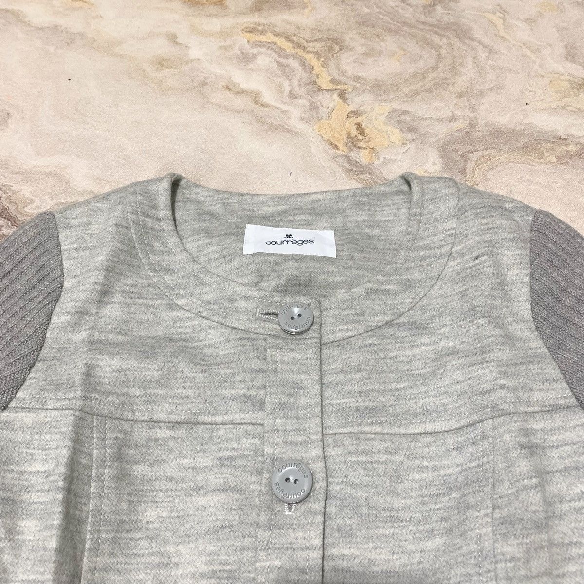 Andre Courreges Vtg 90s Courreges Jacket Grey On Grey Size S / US 4 / IT 40 - 3 Thumbnail