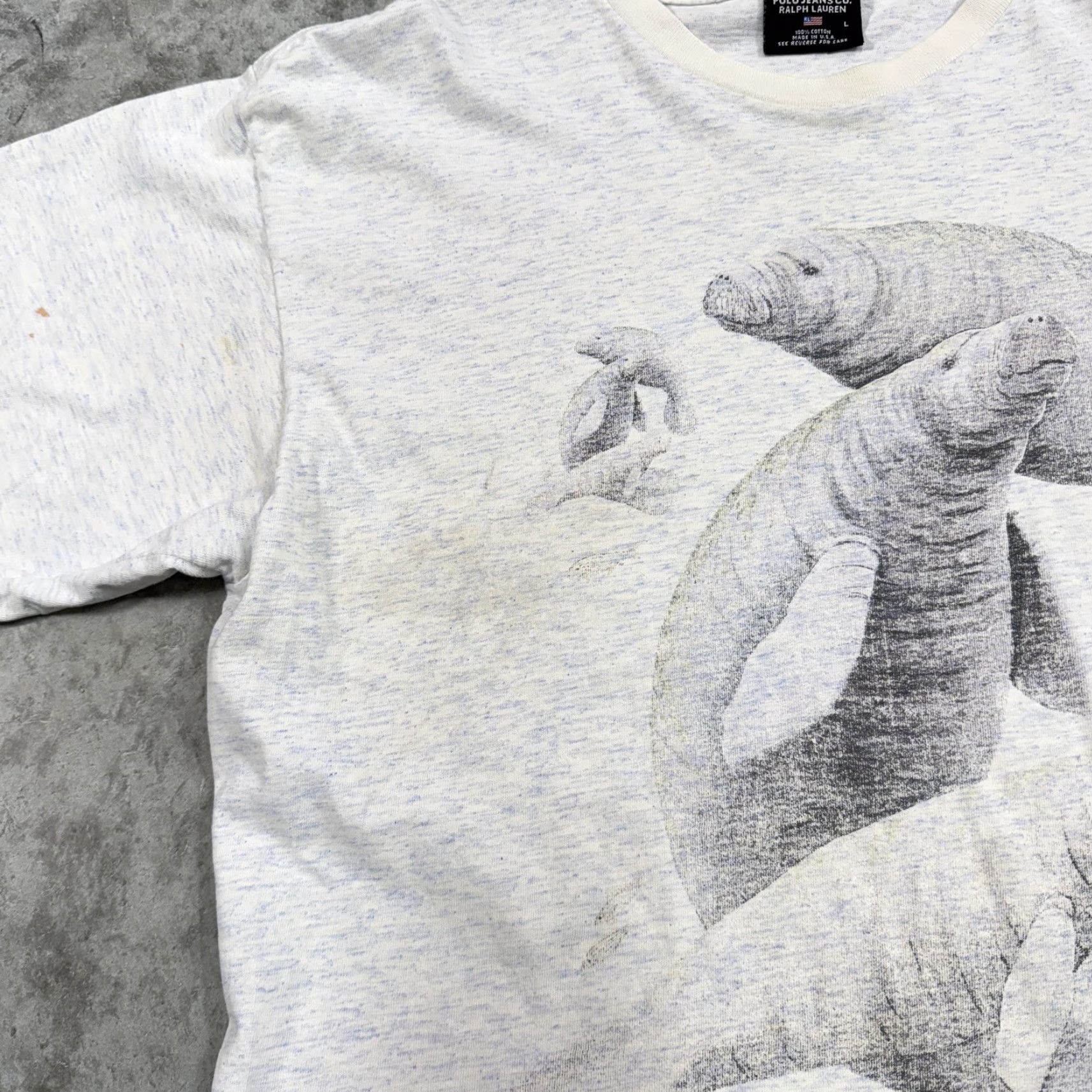 Vintage VINTAGE Nature Florida Manatee Shirt Mens L White All Over Print 90s Wildlife Animal Graphic Print Crew Neck Short Sleeve Cotton Regular Vintage: Yes Size US L / EU 52-54 / 3 - 3 Thumbnail