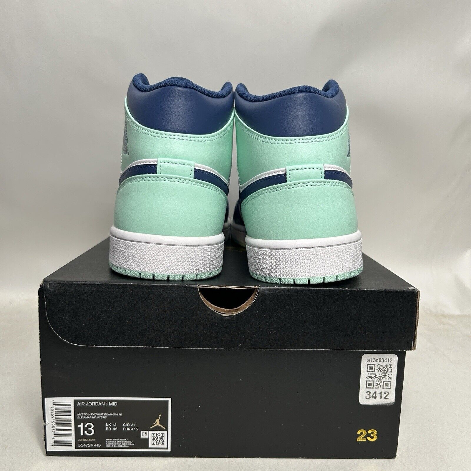Nike Nike Air Jordan 1 Mid Retro “Mystic Navy/Mint Foam” 2024 Size US 13 / EU 46 - 4 Thumbnail