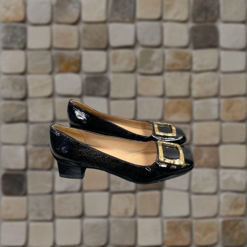 Lilly Pulitzer VINTAGE Lilly Pulitzer Heels Women Size 6 M Pump Black Patent Leather Square Toe Slip On Size US 6 / IT 36 - 1 Thumbnail