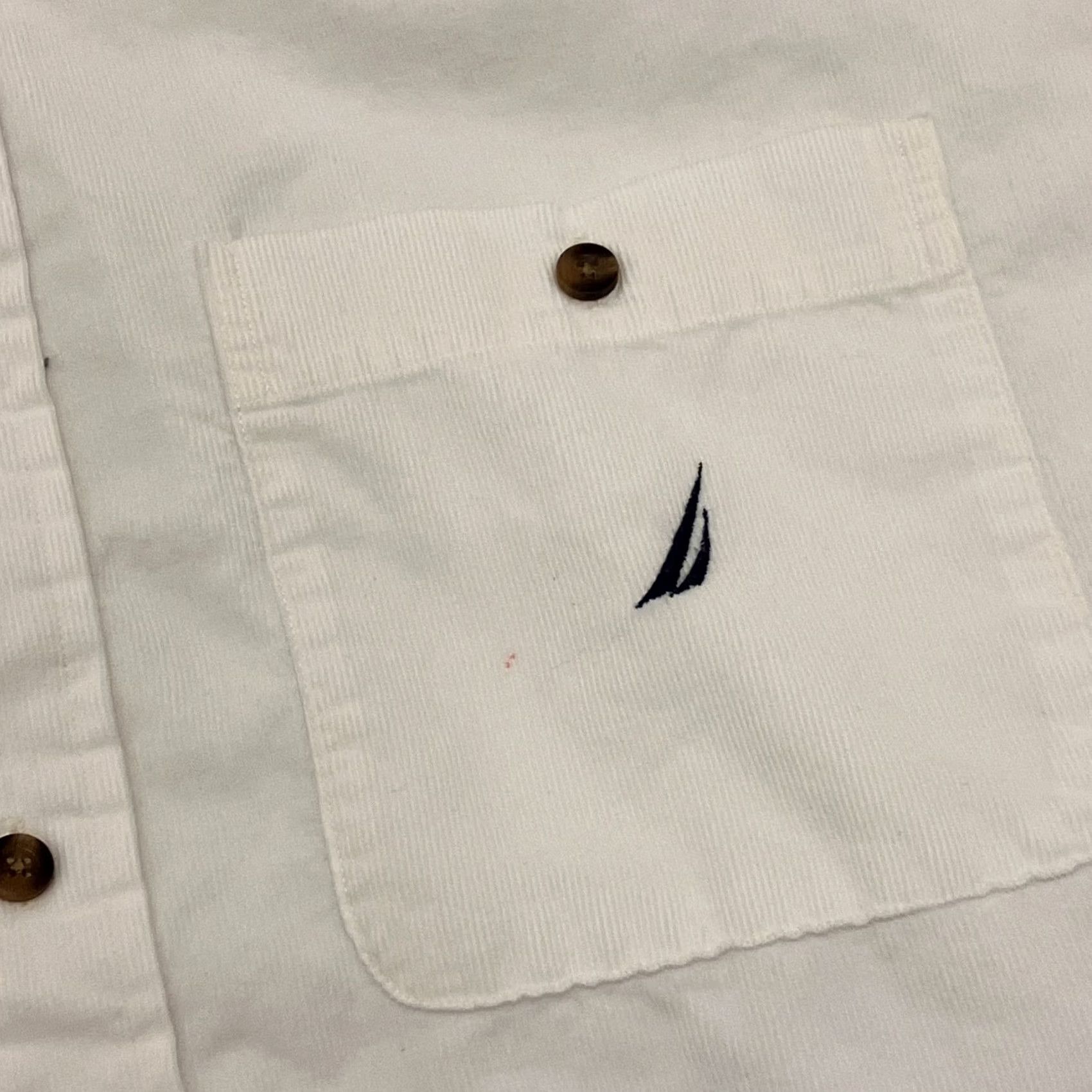 Nautica Nautica Corduroy Shirt Mens Large White Long Sleeve Button Down Cotton Size US L / EU 52-54 / 3 - 2 Thumbnail