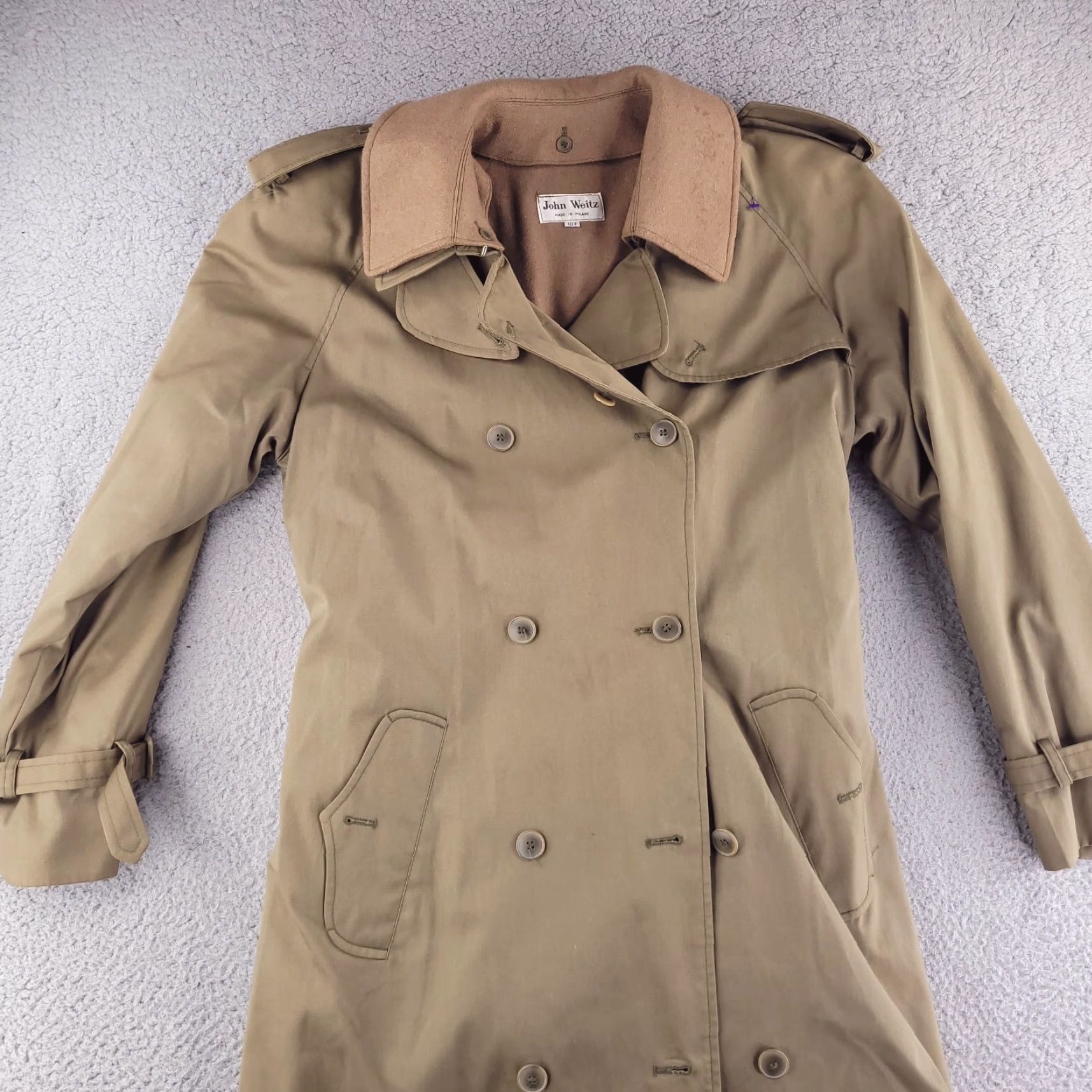 Vintage VINTAGE John Weitz Trench Overcoat Coat Long Women Brown Cotton Wool Lined Removable Lining Size 10 Size L / US 10 / IT 46 - 2 Thumbnail