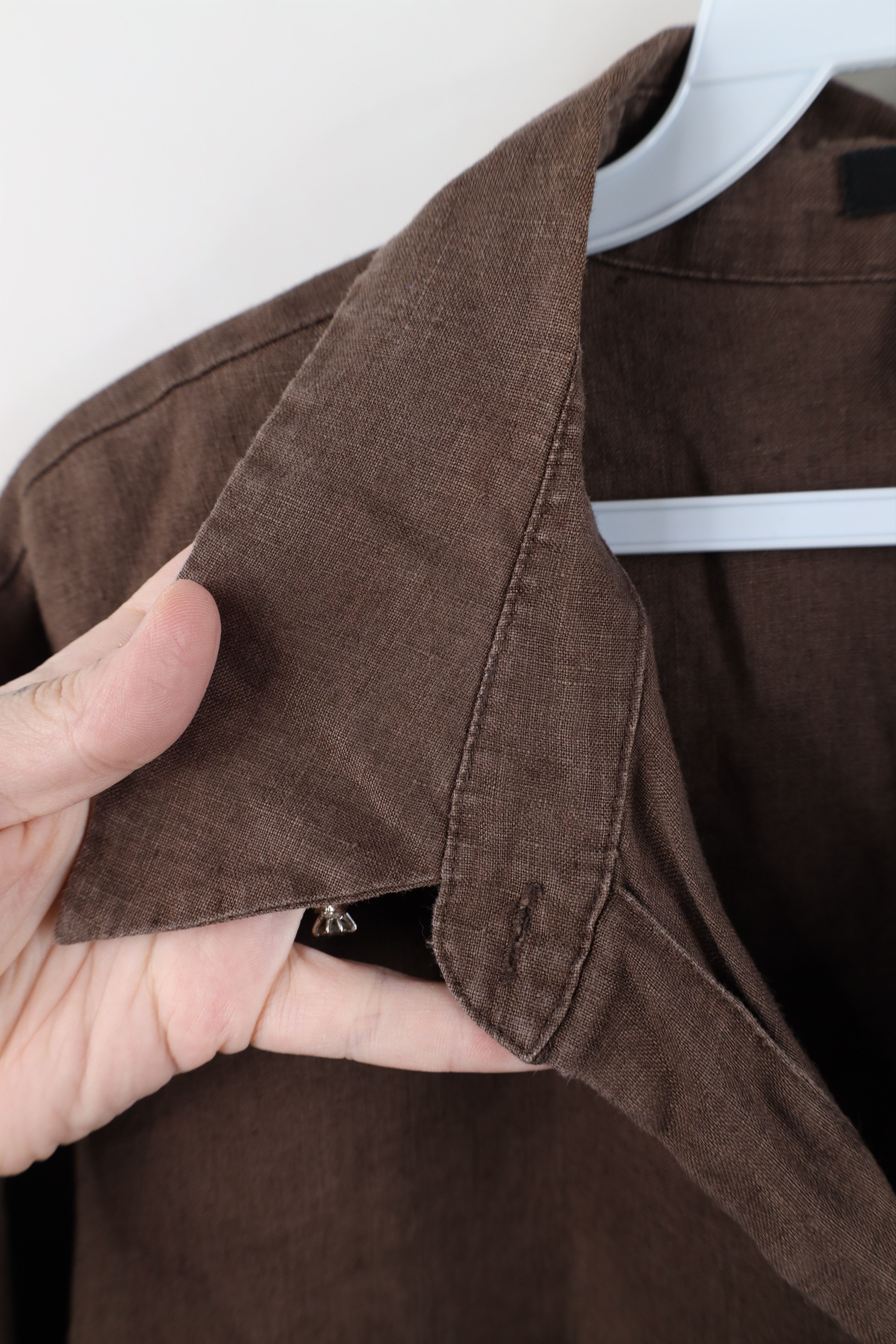 Vintage Vintage 90s Lagenlook Collared Button Shirt Brown Size XXL / US 16-18 / IT 52-54 - 9 Thumbnail