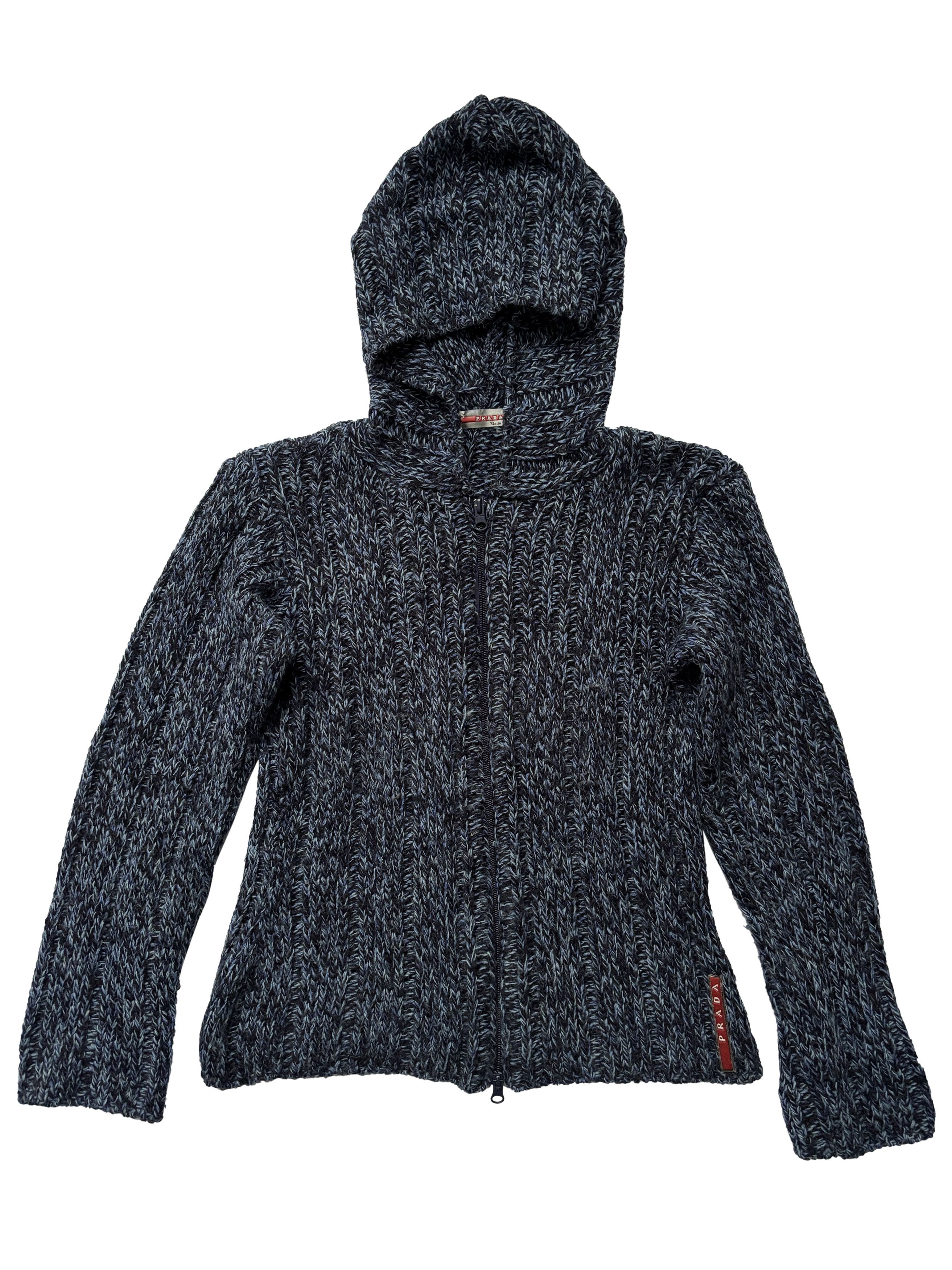 Prada ⚡️QUICK SALE⚡️Prada Sport Blue Knit Zip-Up Hoodie Size S / US 4 / IT 40 - 1 Thumbnail
