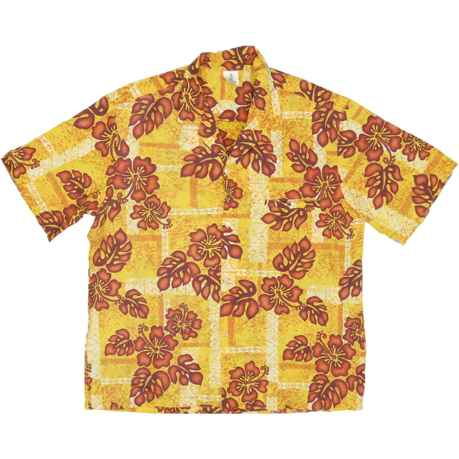 Vintage Vintage Yellow Hibiscus Flower Tribal Aloha Hawaiian Shirt Size US M / EU 48-50 / 2 - 1 Thumbnail