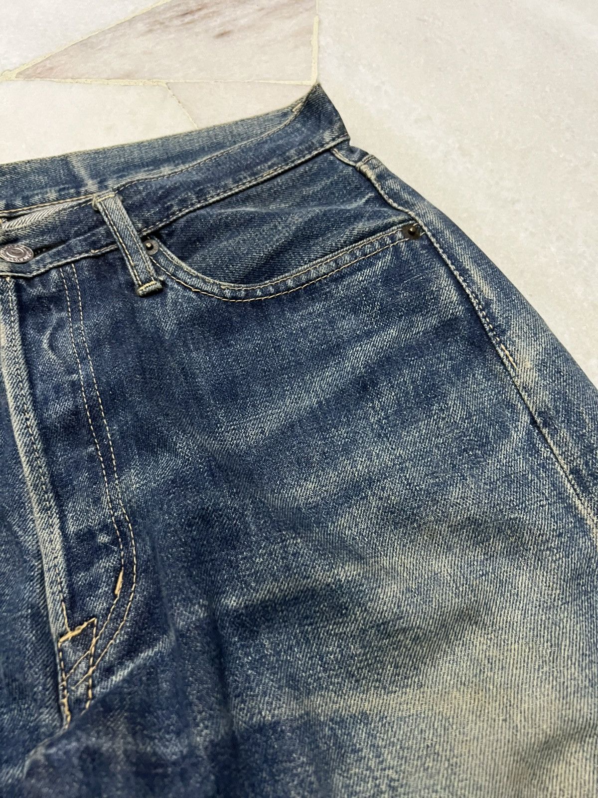If Six Was Nine × Japanese Brand × Spellbound 💥90’s💥Vintage Spellbound Distress Selvedge Mud Wash Jeans Size US 31 - 10 Thumbnail