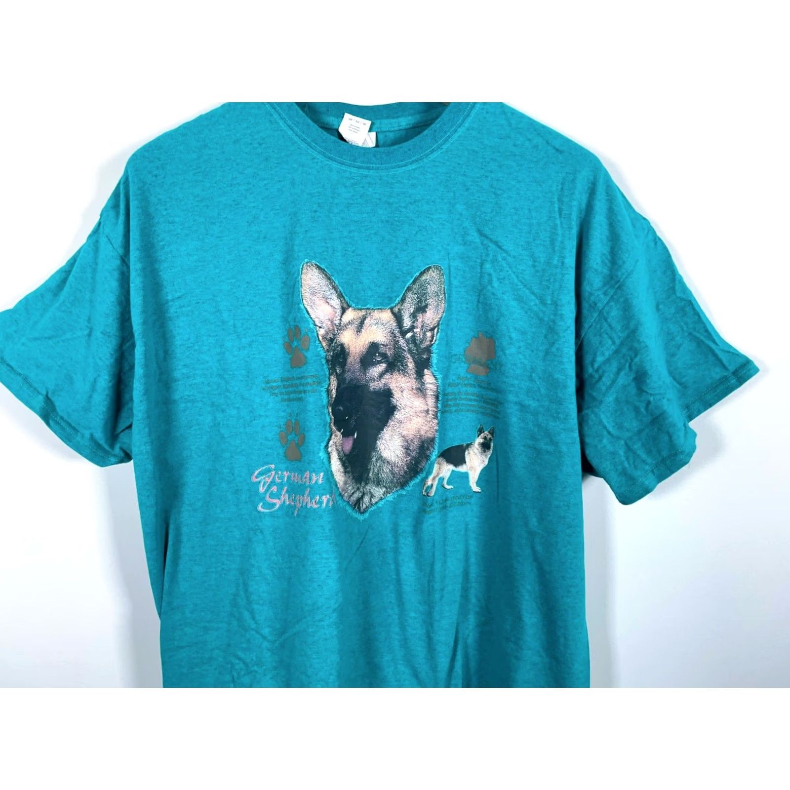 Gildan VINTAGE German Shepherd T-Shirt Men 2XL Green Collage Print Dog Gildan 90s Retro Shirt Size US XXL / EU 58 / 5 - 4 Thumbnail