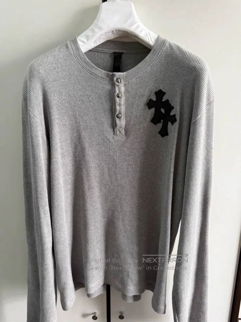 Chrome Hearts CHROME HEARTS Size M Grey Waffle Long Sleeve Sweater Size US M / EU 48-50 / 2 - 1 Thumbnail