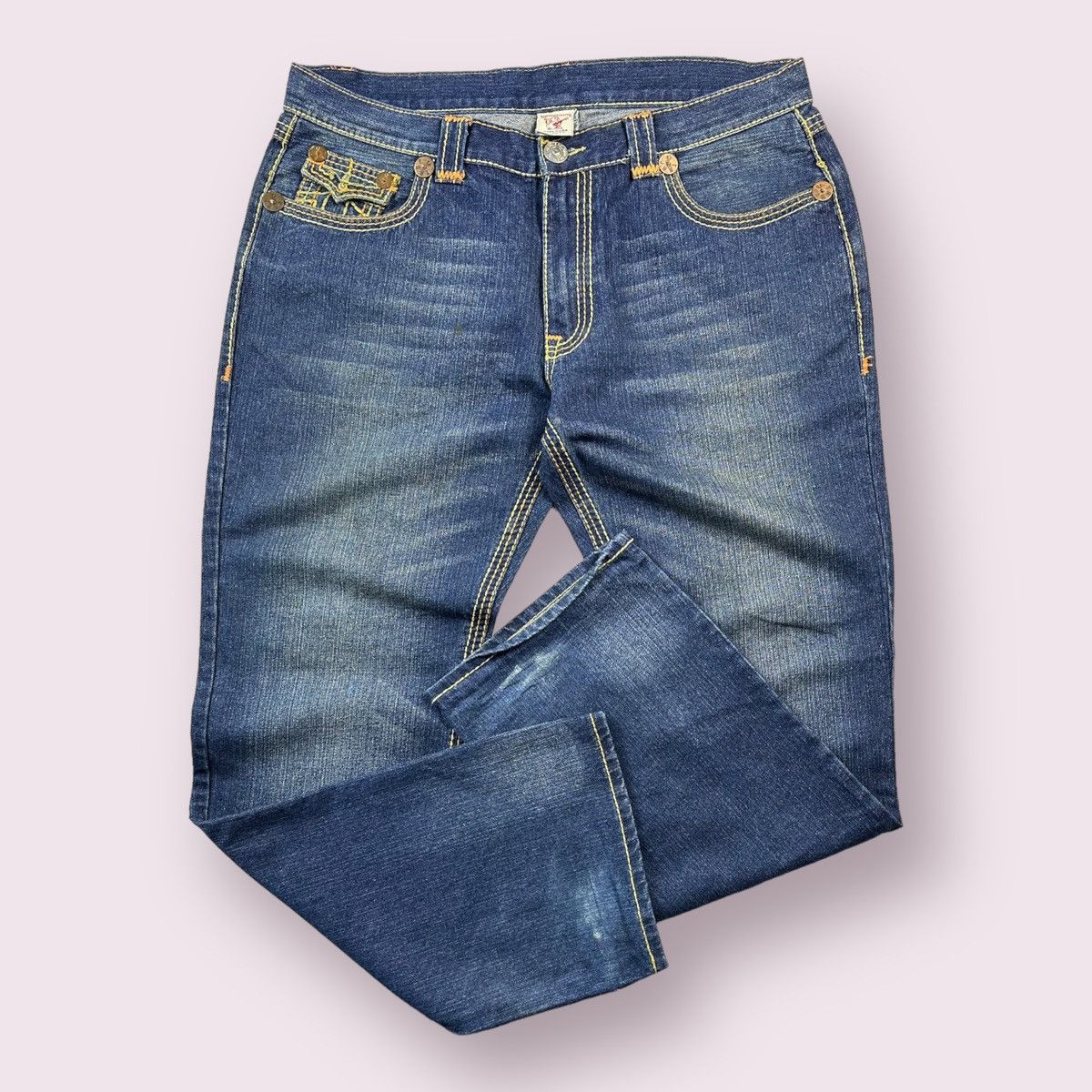 True Religion × Vintage Crazy Vintage True Religion Contrast Stitching Baggy Jeans Size US 40 / EU 56 - 2 Thumbnail
