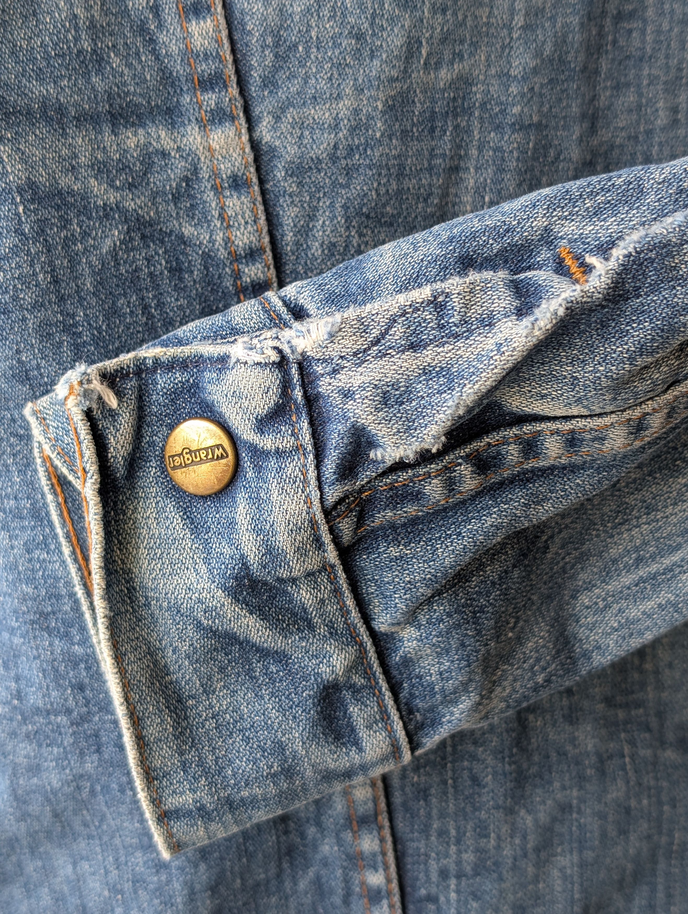 Wrangler Vintage Distressed Faded Denim Jacket Size M / US 6-8 / IT 42-44 - 6 Thumbnail