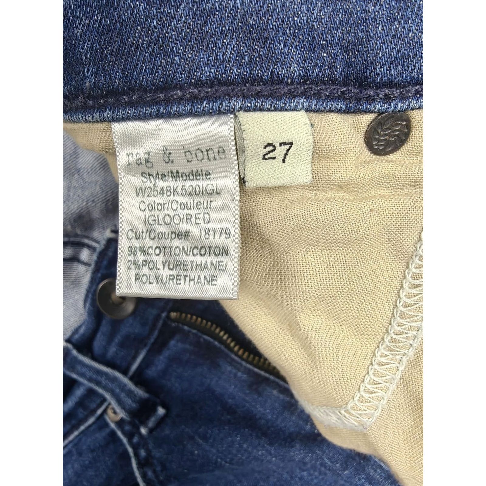 Rag & Bone Rag & Bone Skinny Jeans Womens 27 Blue Medium Wash Red Stripe Denim 27x29 Jeans Size 27" / US 4 / IT 40 - 5 Thumbnail