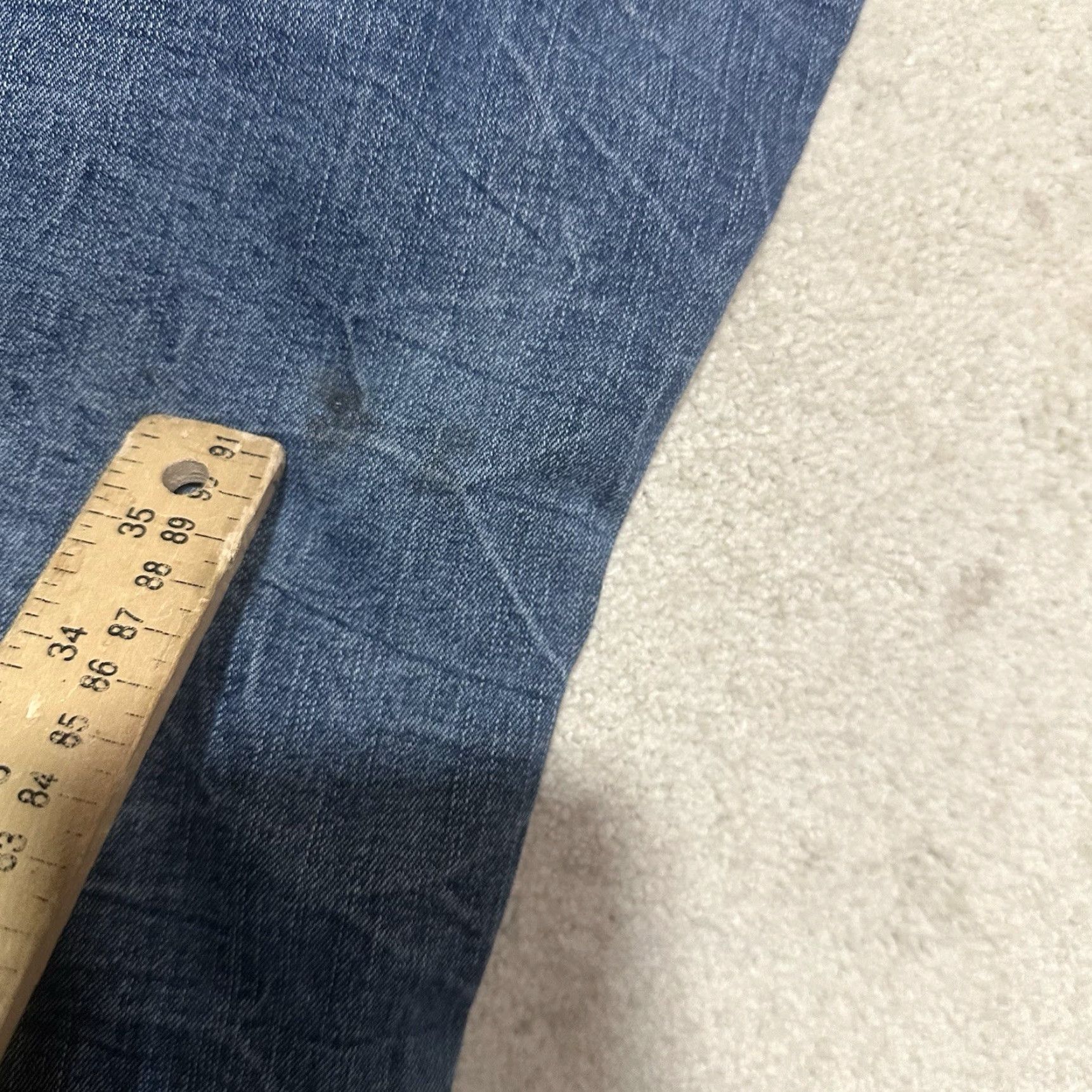 Vintage True Luck Jeans Mens 30X32 Straight Blue Stretch Denim 5-Pocket Regular Rise Distressed Cowboy Logo USA Size US 30 / EU 46 - 5 Thumbnail