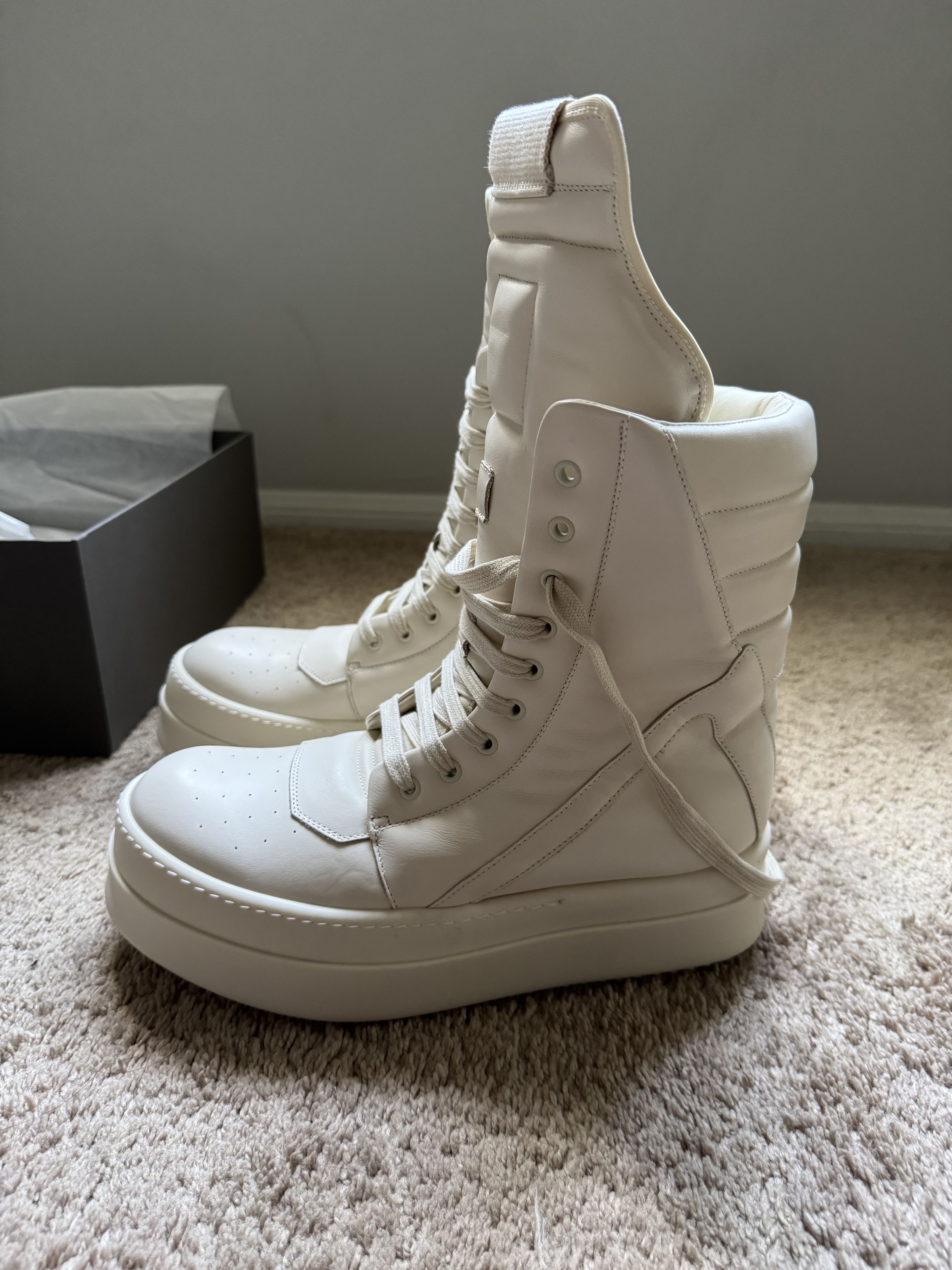 Rick Owens Off-white Mega bumper geobasket sneakers | Grailed