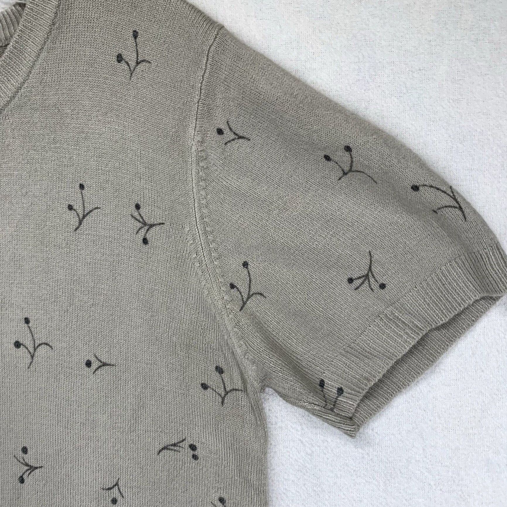 Vintage VINTAGE Sag Harbor Women's Knit Top Medium All Over Floral Print Gray Casual Blouse Bohemian Retro Peasant 90s Size M / US 6-8 / IT 42-44 - 6 Thumbnail