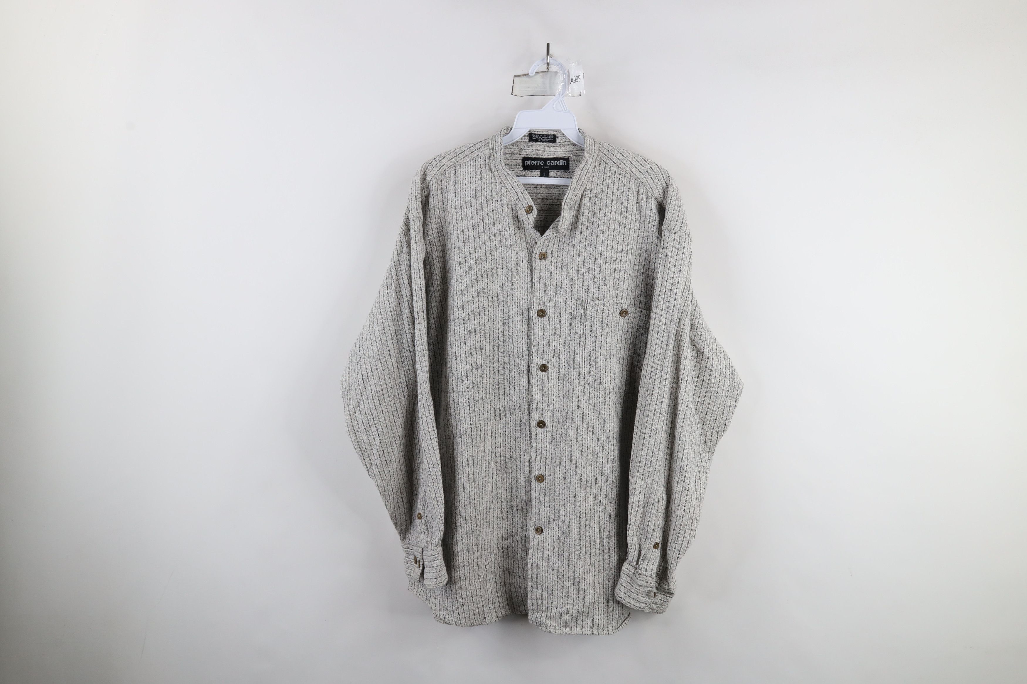 Pierre Cardin × Vintage Vintage 90s Pierre Cardin Flannel Band Collar Button Shirt Size US L / EU 52-54 / 3 - 1 Thumbnail