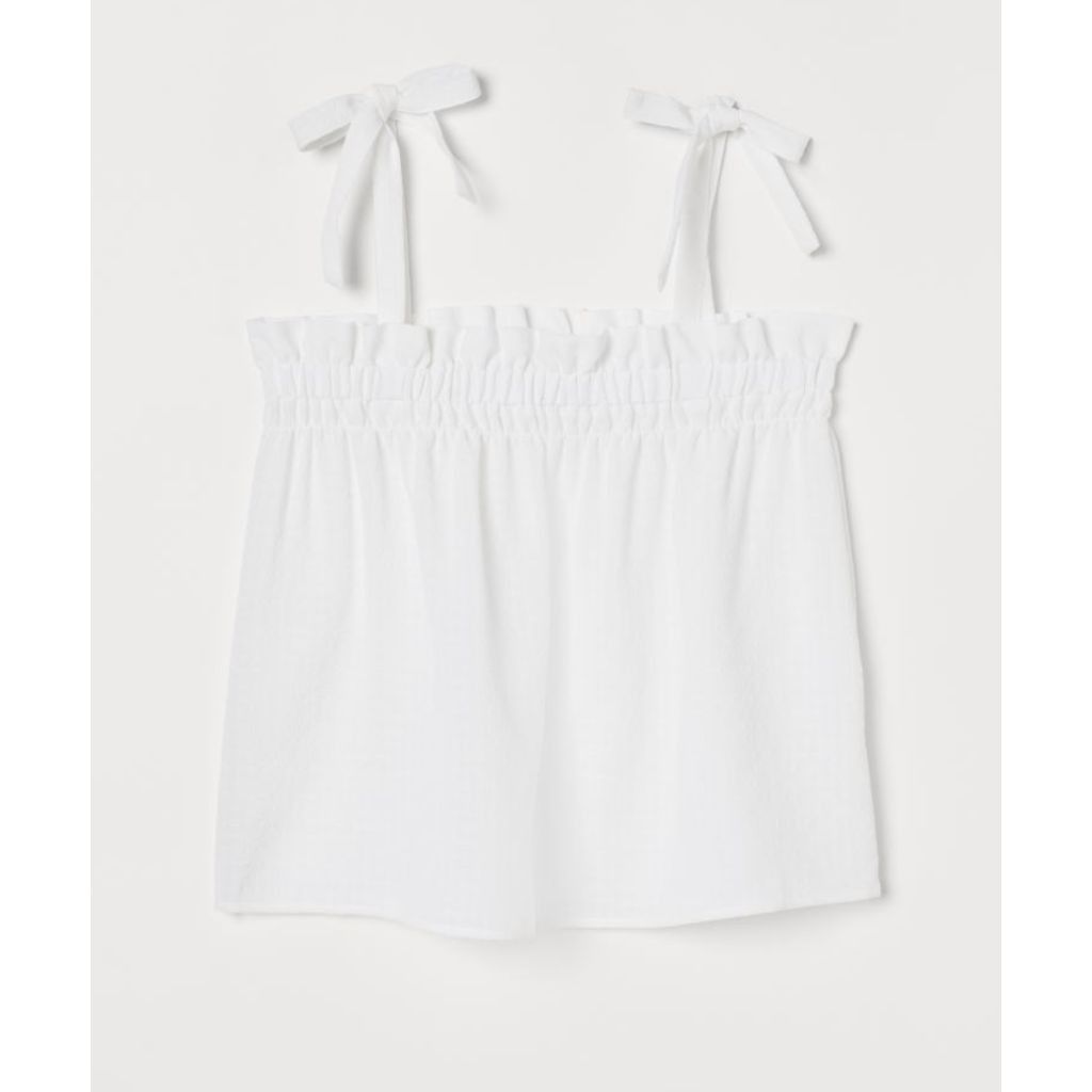 H&M H&M White Seersucker Top, Strappy Shirt, Size Small Size S / US 4 / IT 40 - 11 Thumbnail