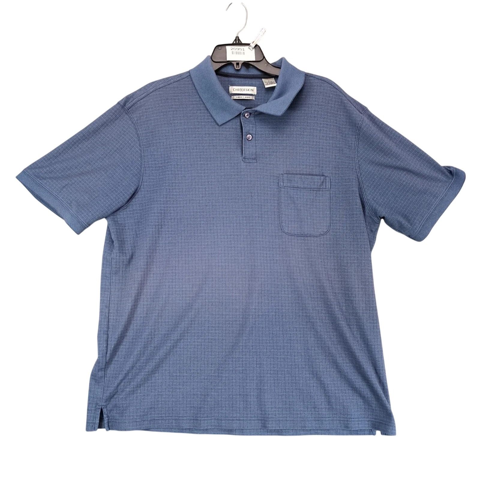 Vintage Chereskin Swift-Dry Navy Grid Polo Shirt Men's L Golf Size US L / EU 52-54 / 3 - 1 Thumbnail