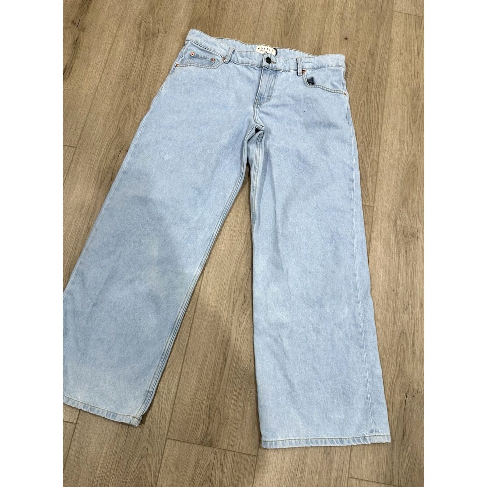 Vintage NWT Motel Jeans Women’s 35x30 Blue Wide-Leg Low Rise Denim Jeans Regular 5-Pocket Design Boys? Size 24" / US 00 / IT 34 - 2 Thumbnail
