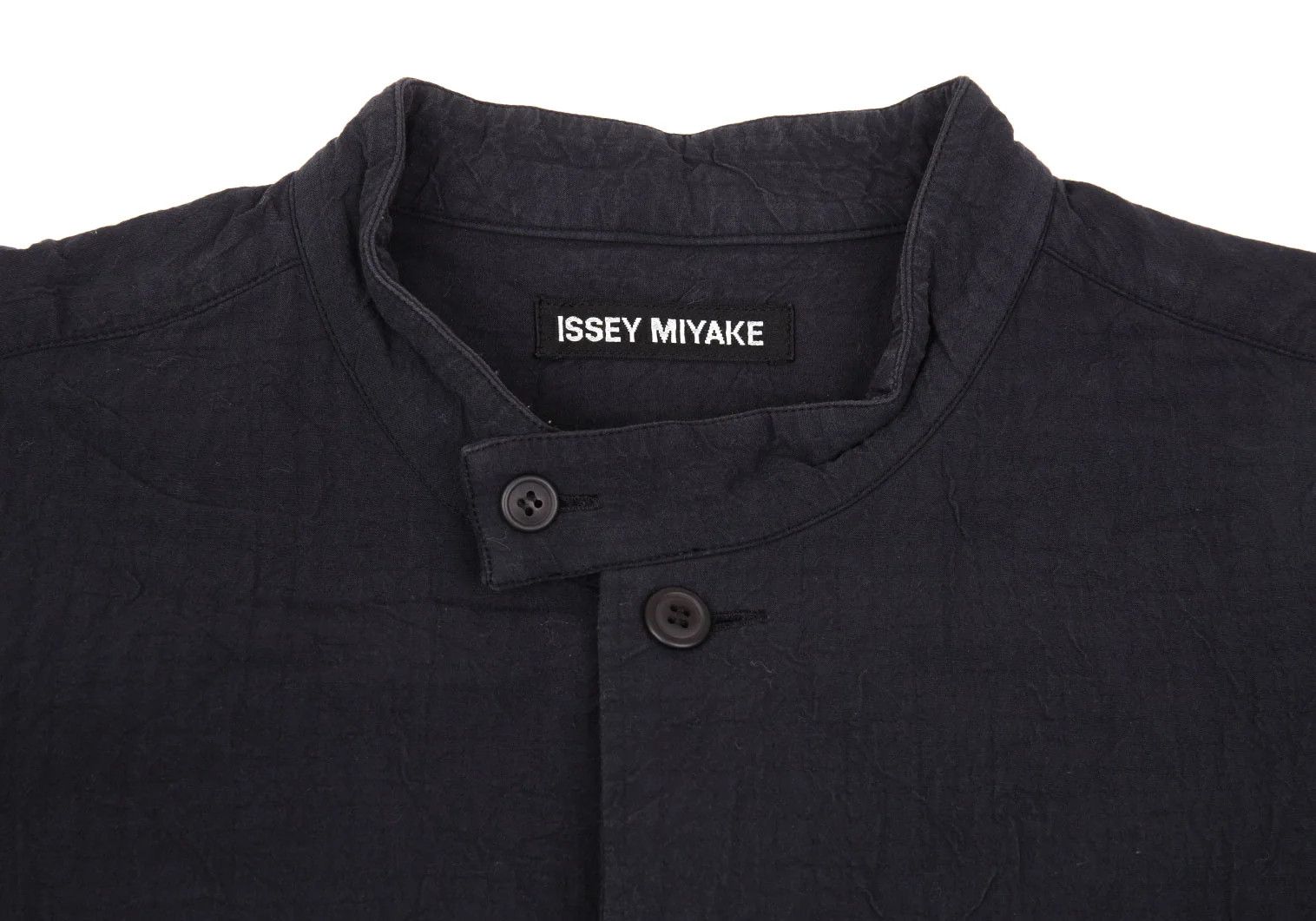 Issey Miyake Cotton Mao Collar Shirt in Navy, Size 3 Size US L / EU 52-54 / 3 - 3 Thumbnail