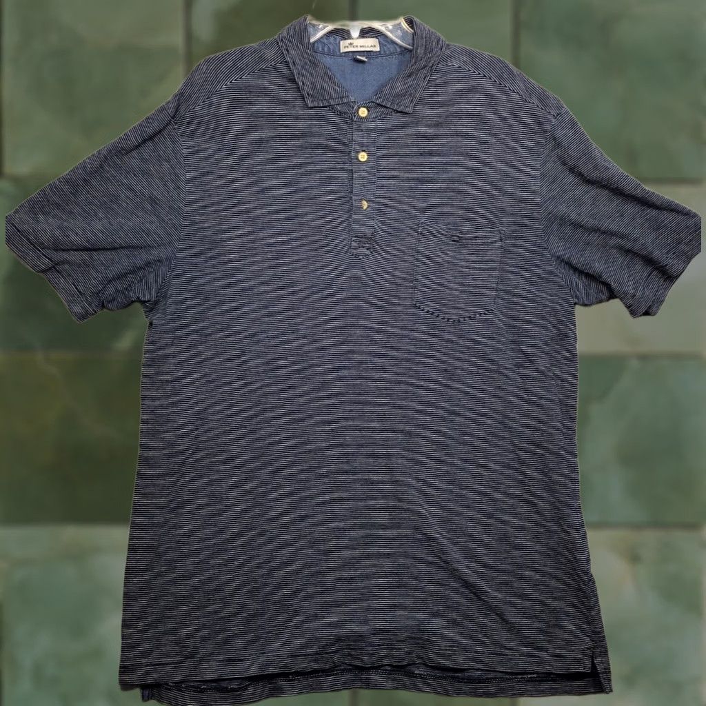 Peter Millar Peter Millar Polo Shirt Mens Large Blue Striped Golf Casual Size US L / EU 52-54 / 3 - 1 Thumbnail
