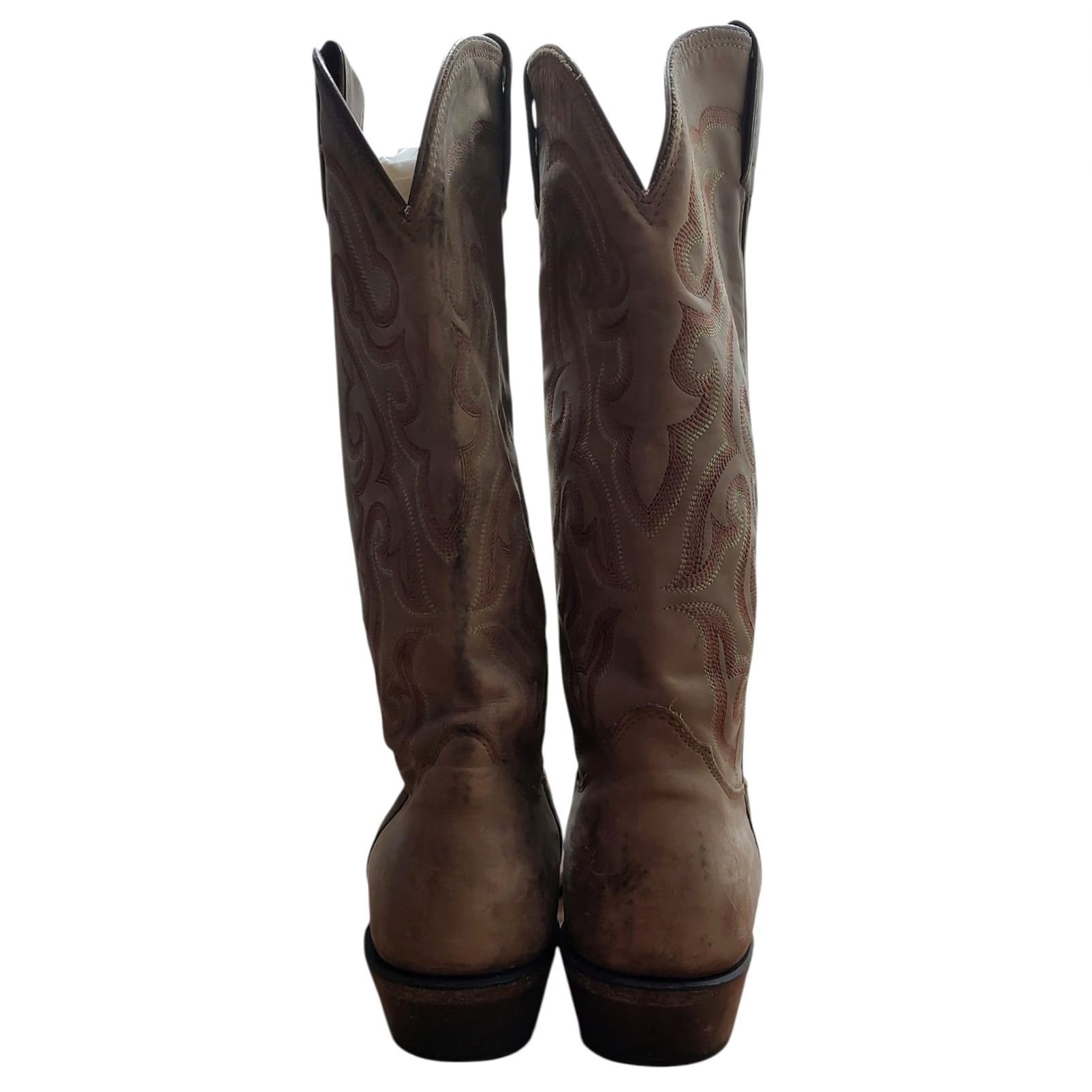 Vintage Nocona Dallas 13” Distressed Tan Cow Leather Boots Mens 8 D USA Made MD2701 Western Cowboy Rockabilly Rodeo Leather Upper Size US 8 / EU 41 - 7 Thumbnail