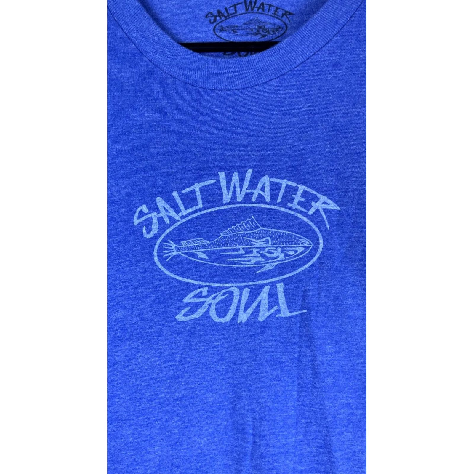 Vintage Salt Water Soul Shirt Mens 3XL Blue Fish Logo Graphic Tee Beach T-Shirt Size US XXL / EU 58 / 5 - 2 Thumbnail