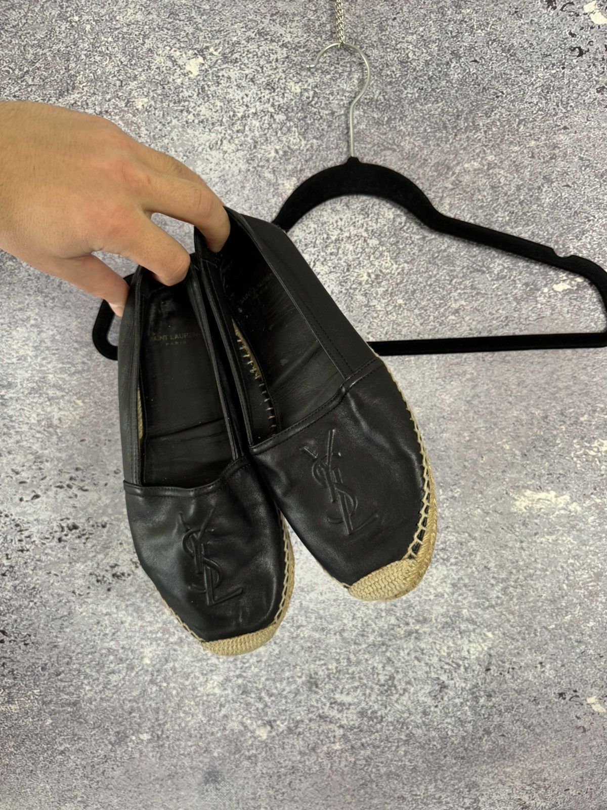 Saint Laurent Paris × Yves Saint Laurent YSL Black Monogram Espadrille 37 size women’s Size US 7 / IT 37 - 2 Thumbnail