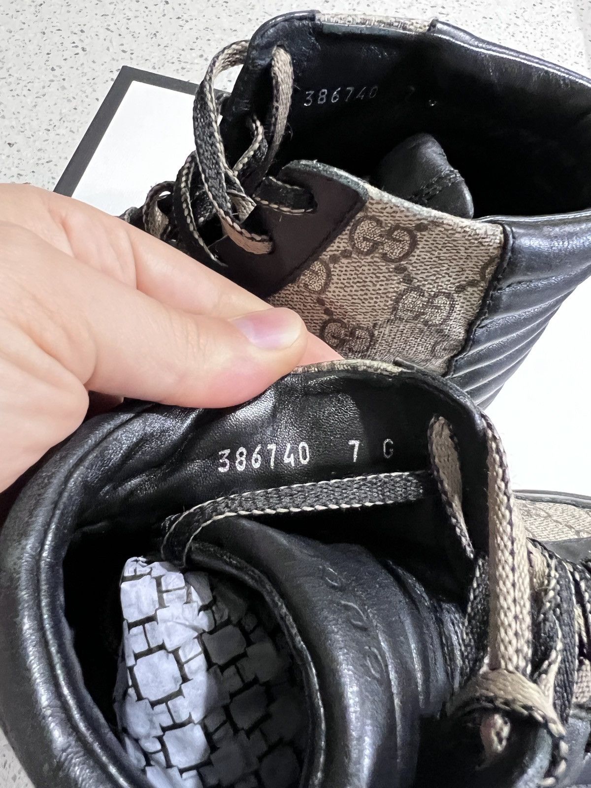 Gucci GG Supreme High Top ‘Black Tan Brown’ Sneakers Boots 386740 Size US 7.5 / EU 40-41 - 9 Thumbnail