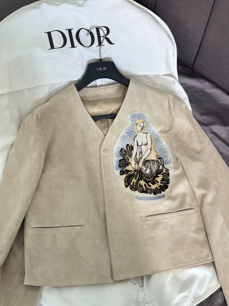 Dior Dior 23ss co-branded collarless leather jacket 2502-Nextarr Size US M / EU 48-50 / 2 - 1 Thumbnail