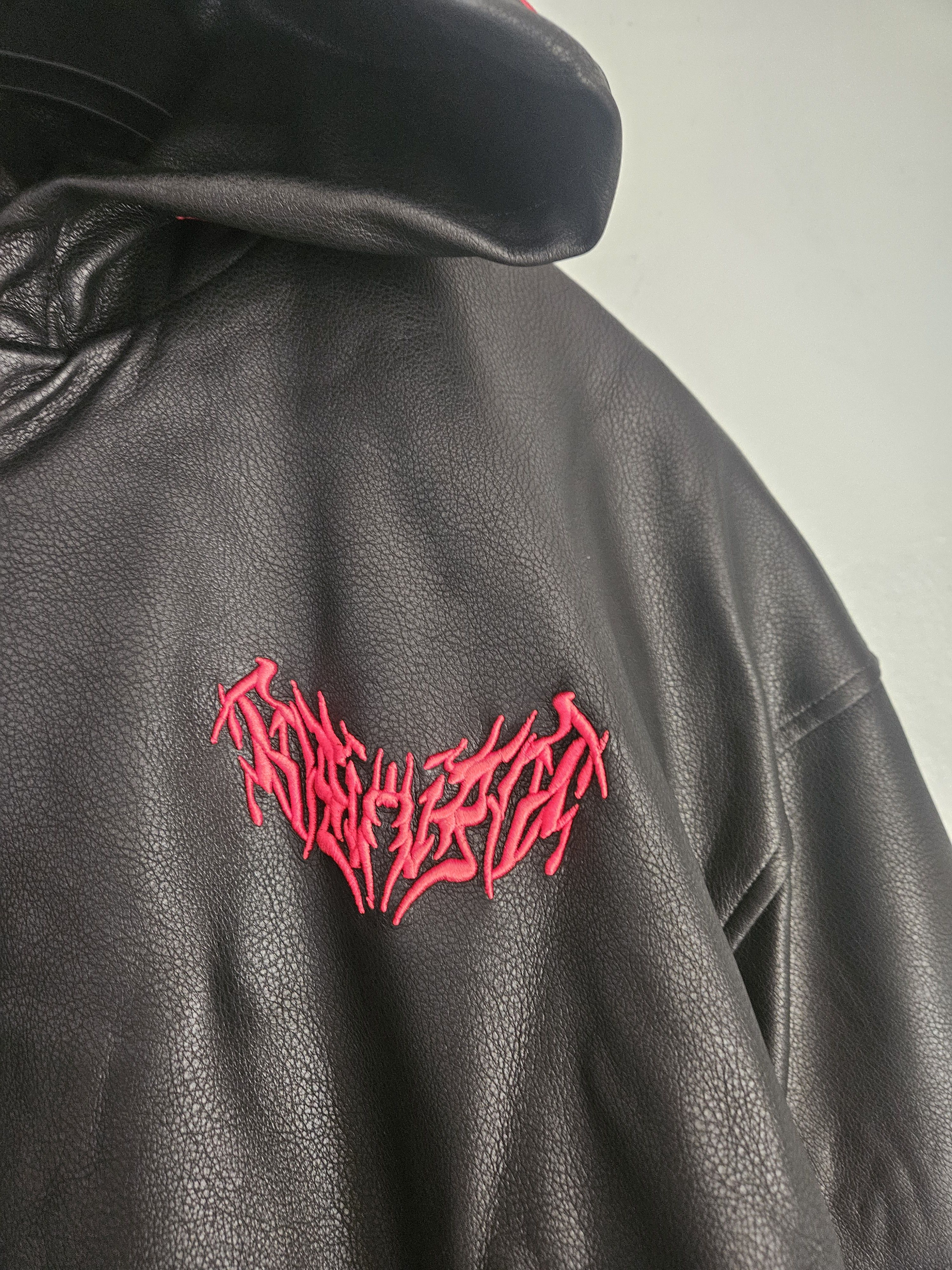 Revenge Revenge Embroidered Gothic Tribal Leather Bomber Jacket Size US XL / EU 56 / 4 - 2 Thumbnail
