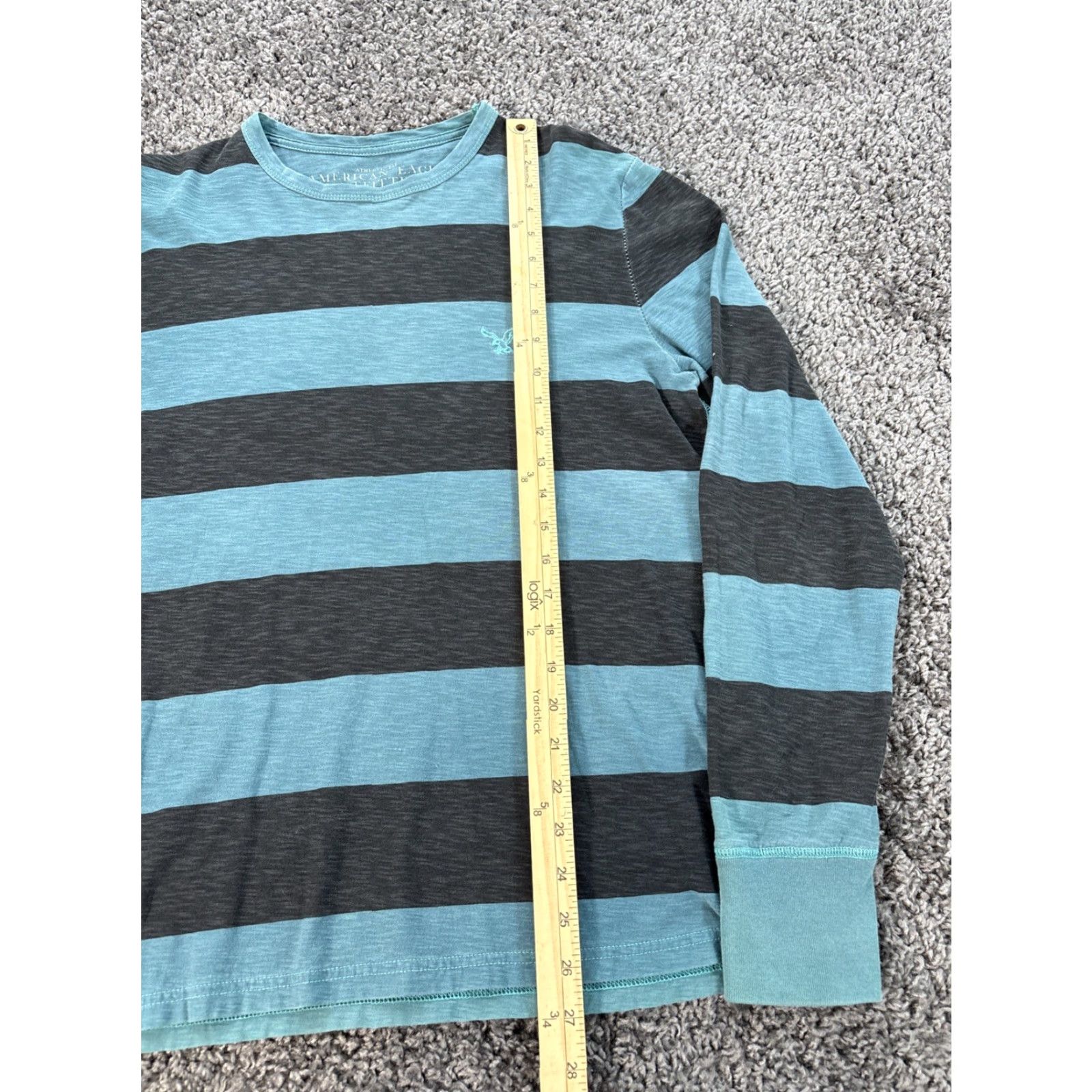American Eagle Outfitters VINTAGE American Eagle Shirt Mens M Rugby Striped Polo Blue Black Y2K Size US M / EU 48-50 / 2 - 2 Thumbnail