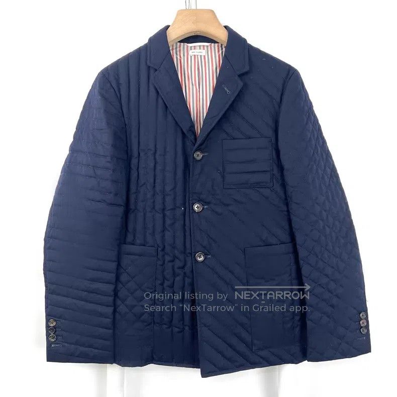Thom Browne Thom Browne Navy blue textured down jacket Size US S / EU 44-46 / 1 - 1 Thumbnail