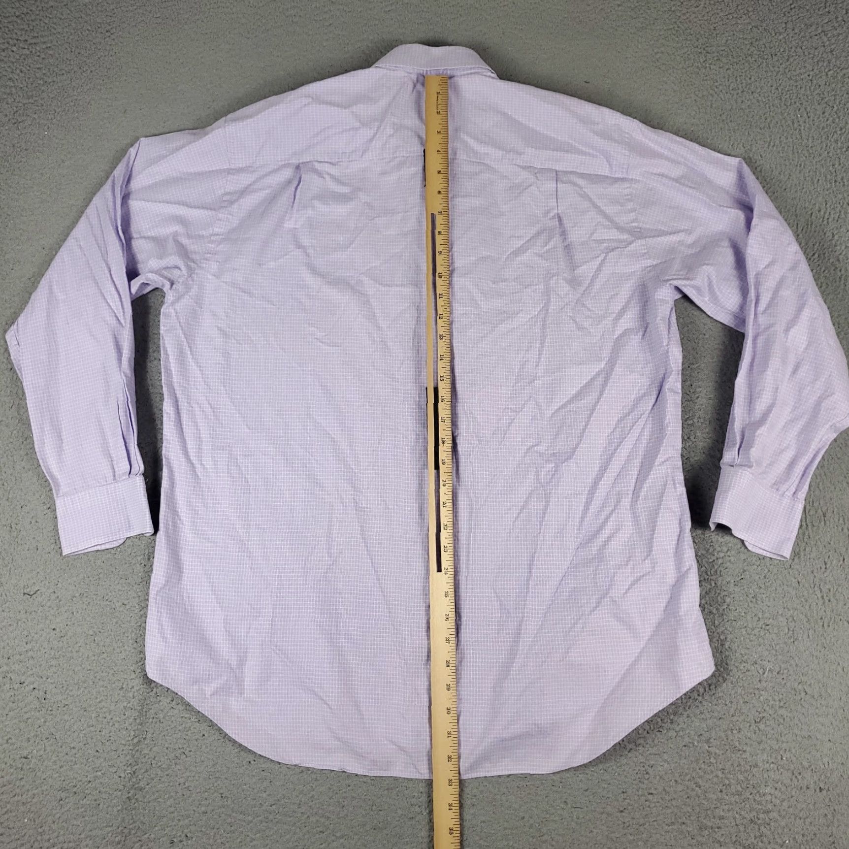David Donahue VINTAGE David Donahue Shirt Mens Size 17 Purple Check Dress Button Up Long Sleeve Cotton Regular Collar Point Barrel Cuff 17in Mens Size 46R - 5 Thumbnail